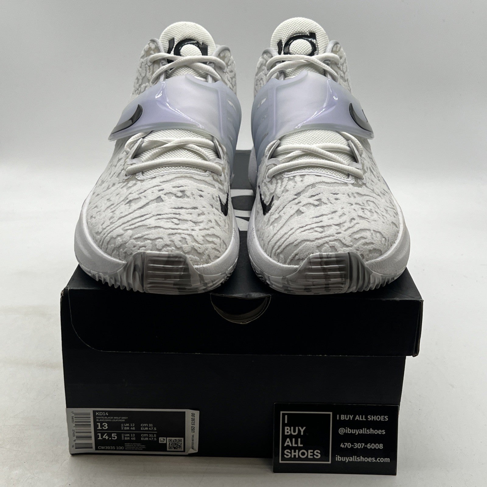 Size 13 - Nike KD 14 'Home' White Wolf Grey (CW3935-100)