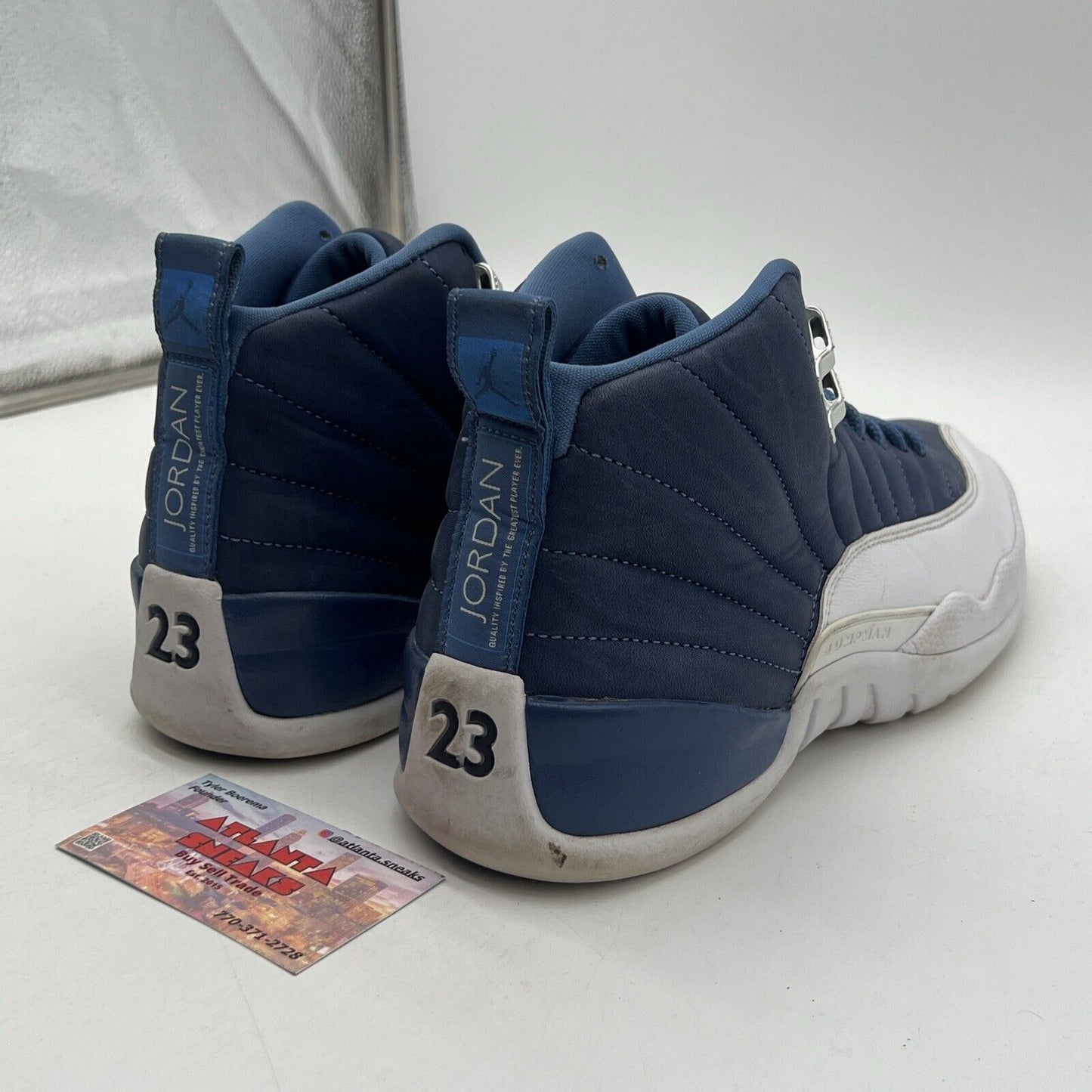 Size 9.5 - Jordan 12 Retro Indigo 2020 White Navy Leather (130690-404)