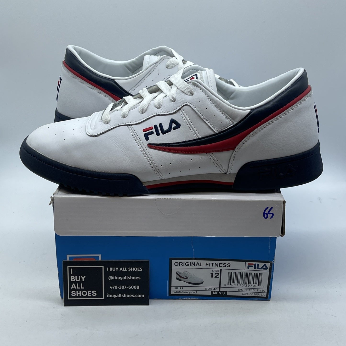 Size 12 - FILA Men's Original Fitness Sneaker White Blue Red (11F16LT-150)