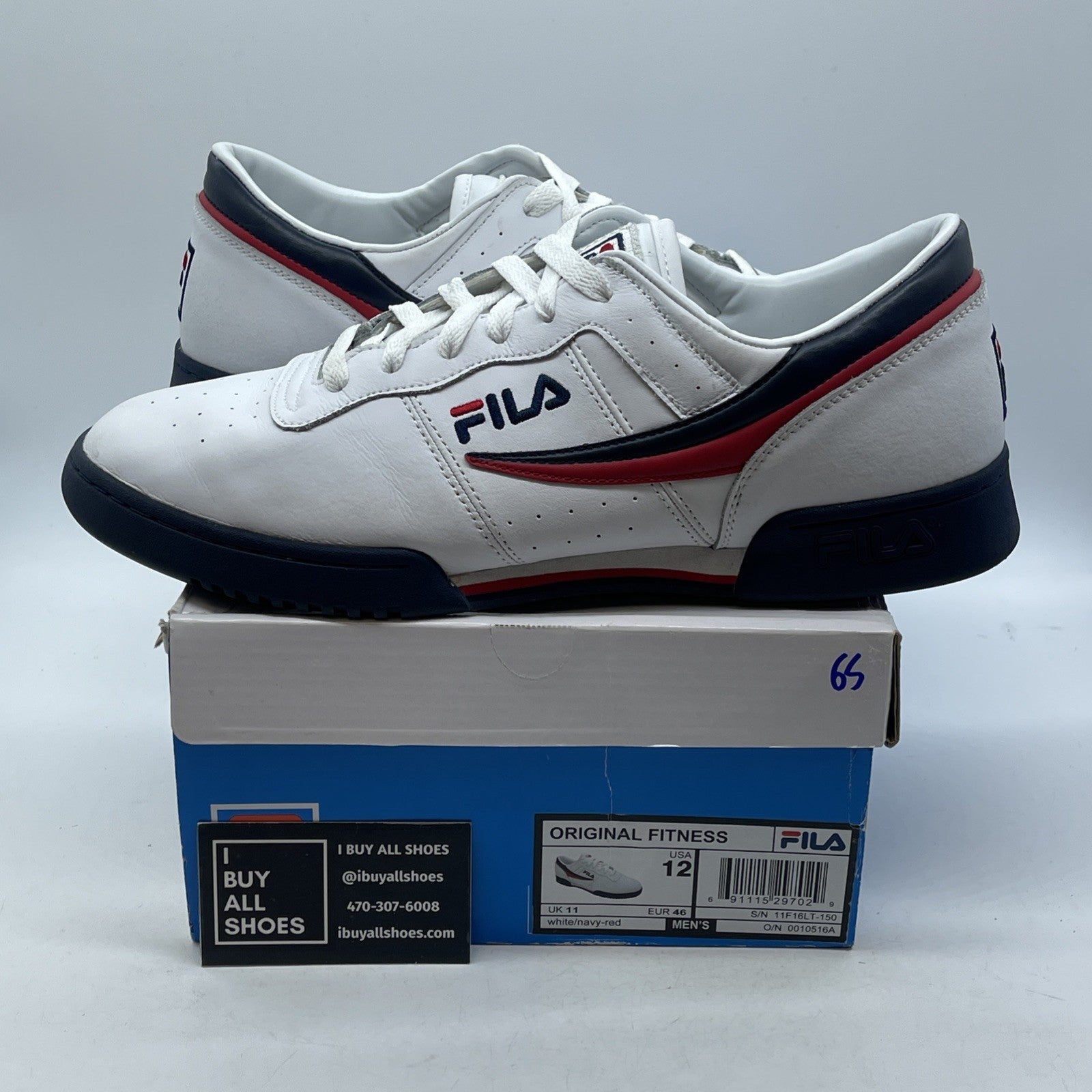 Size 12 - FILA Men's Original Fitness Sneaker White Blue Red (11F16LT-150)