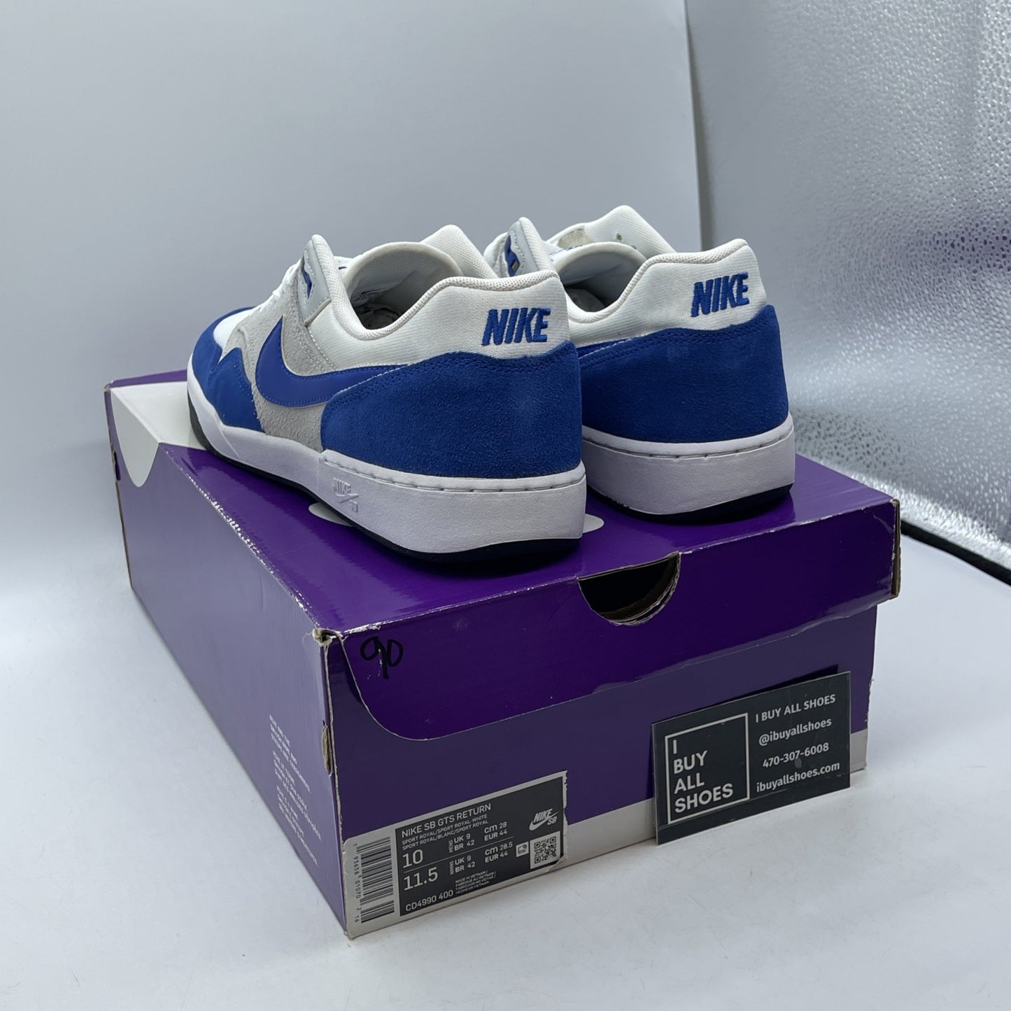 Size 10 - Nike GTS Return SB Sport Royal Blue Grey White Suede (CD4990-400)