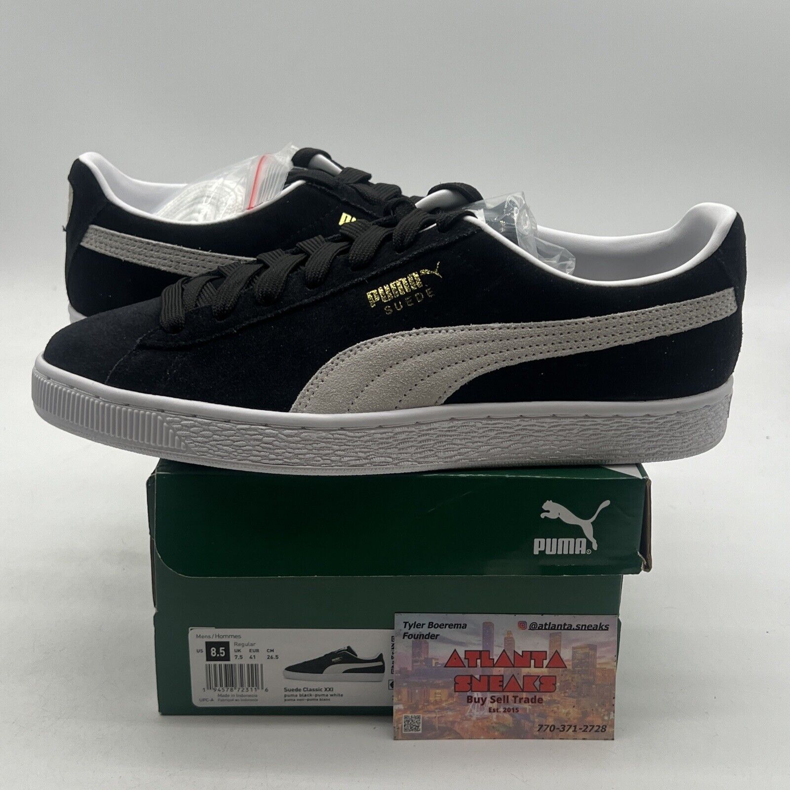 Size 8.5 - PUMA Suede Classic 21 Black White (374915-01)