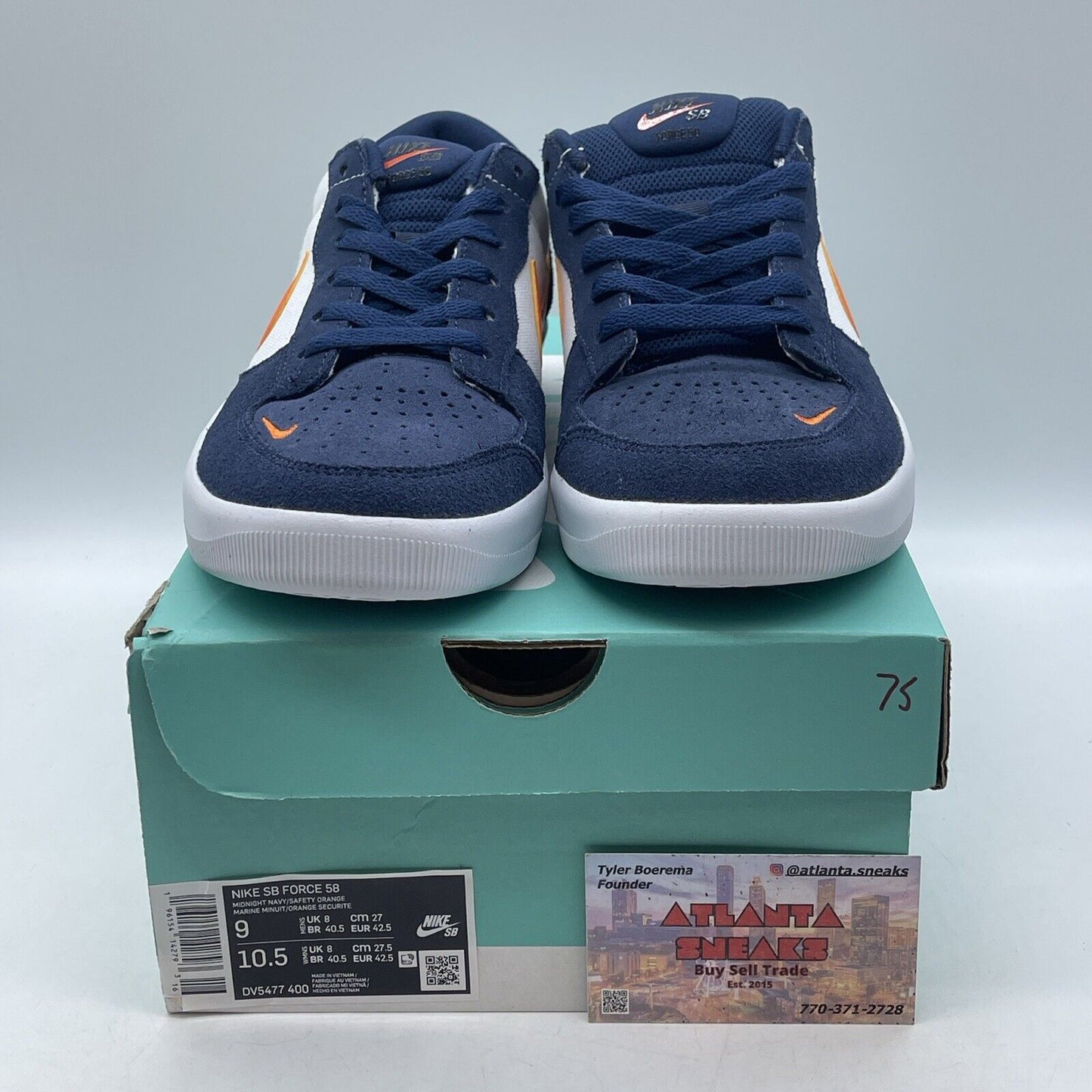 Size 9 - Nike Force 58 SB Midnight Navy Safety Orange Leather Suede (DV5477-400)