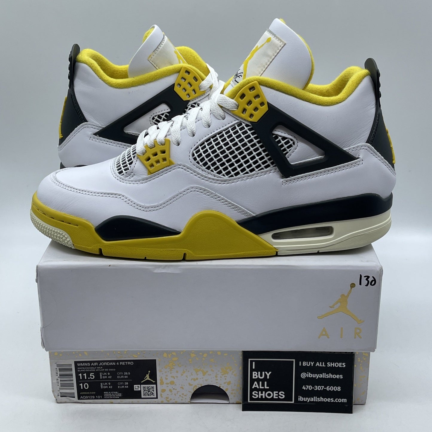 Size 11.5W - Air Jordan 4 Retro Vivid Sulfur (AQ9129-101h)
