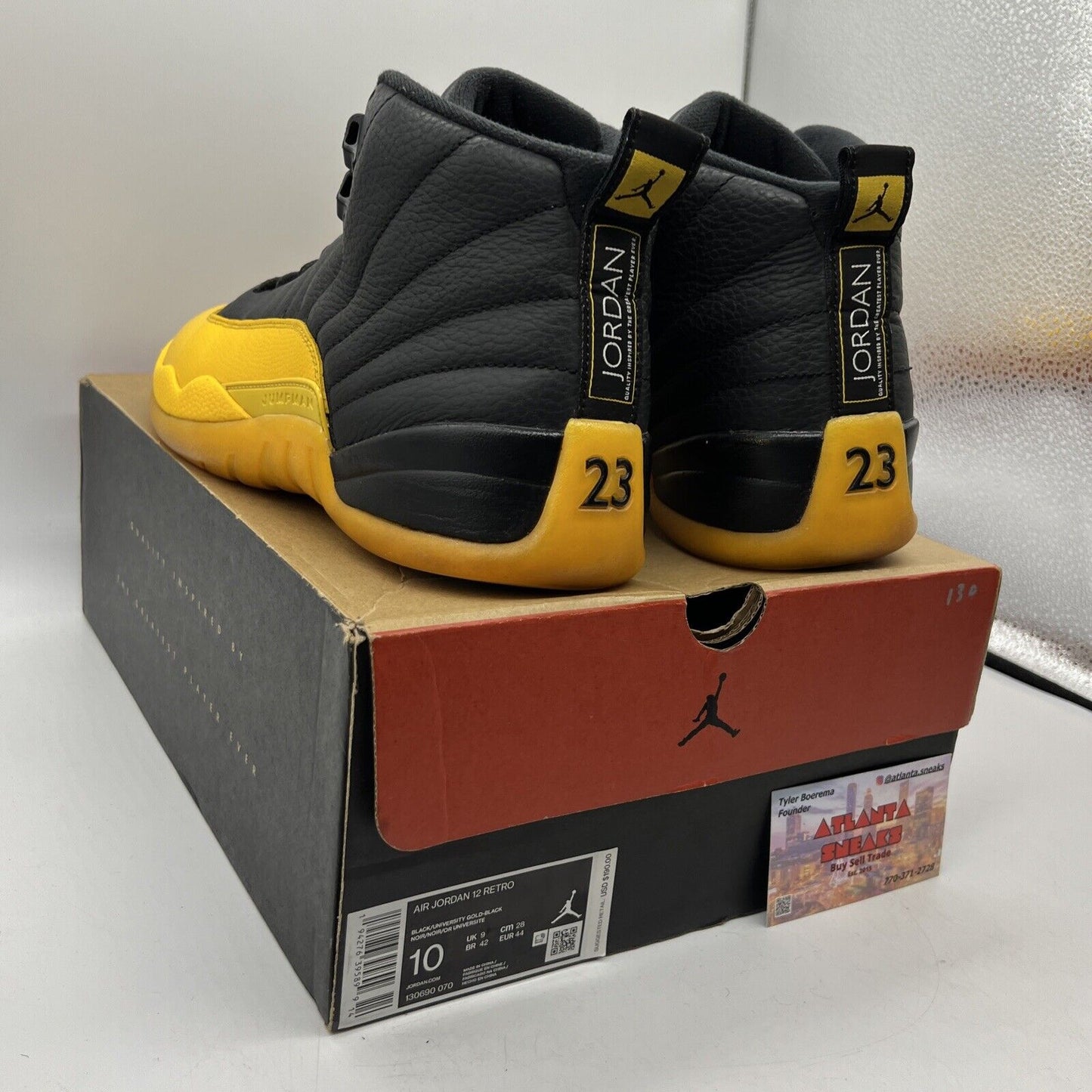 Size 10 - Jordan 12 Retro University Gold 2020 Black Yellow (130690-070)