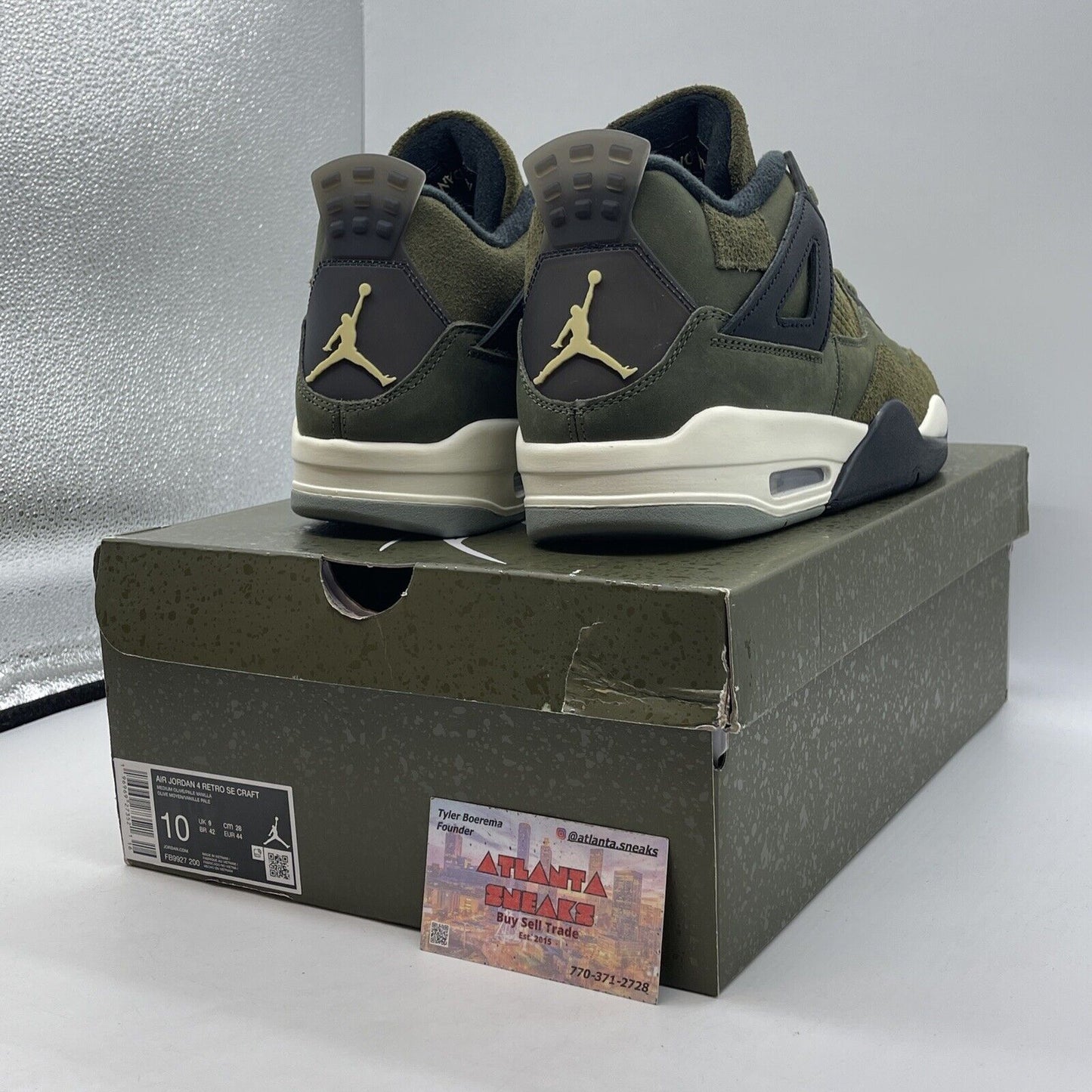 Size 10 - Jordan 4 SE Retro Low Craft - Olive Suede Black Leather (FB9927-200)