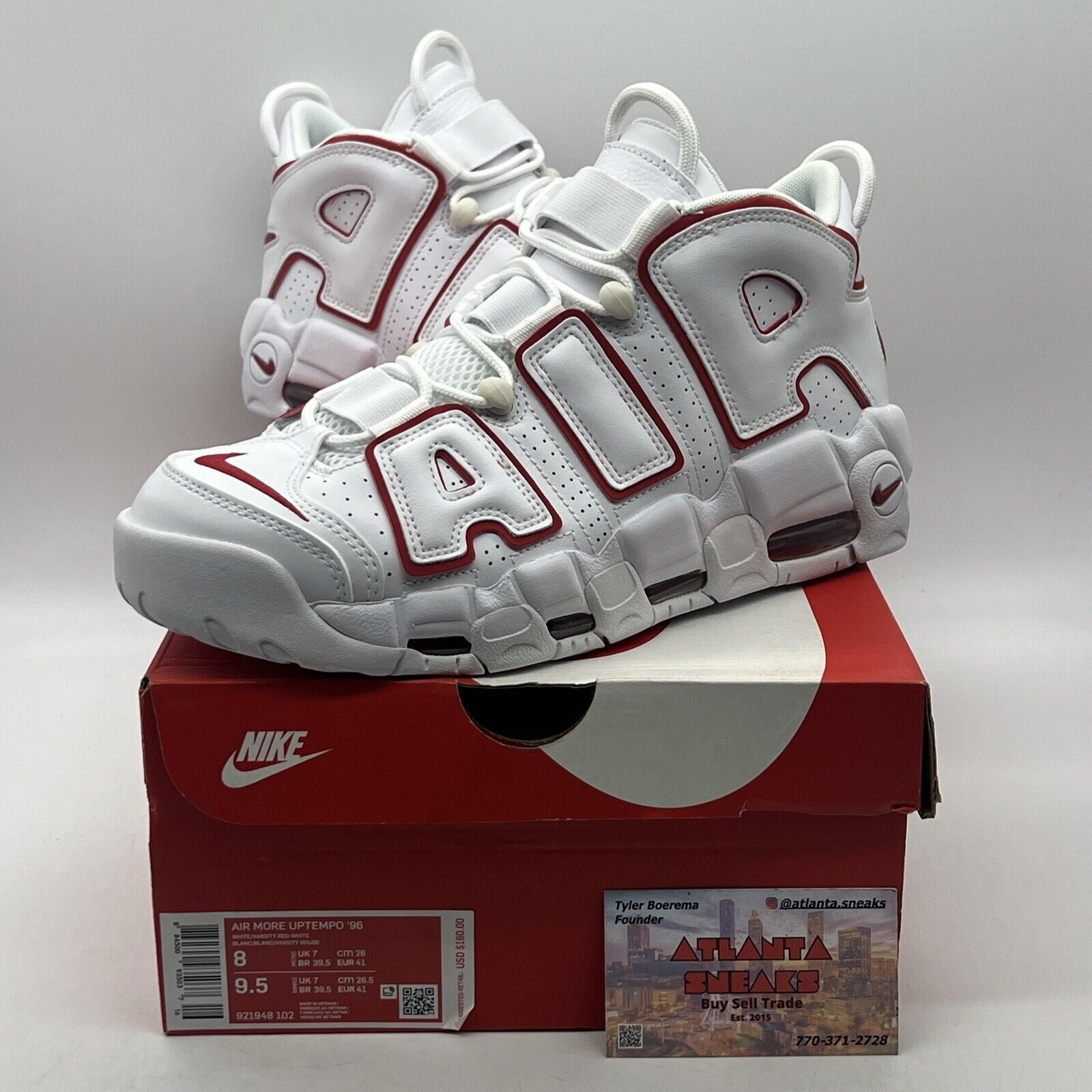 Size 8 - Nike Air More Uptempo White Varsity Red 2018 Leather (921948-102)