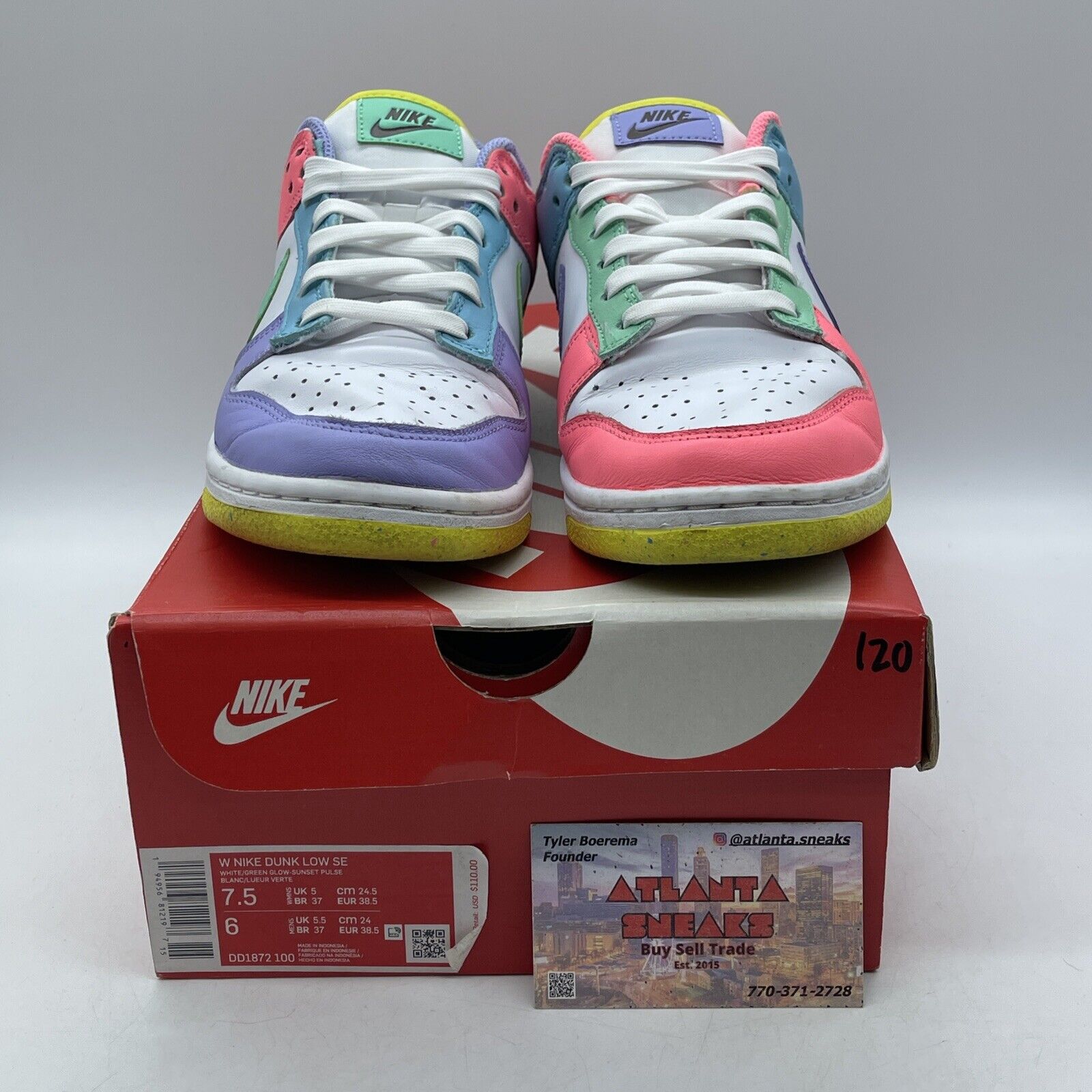 Size 7.5W - Nike Dunk Low Candy White Purple Blue Yellow  Leather (DD1872-100)