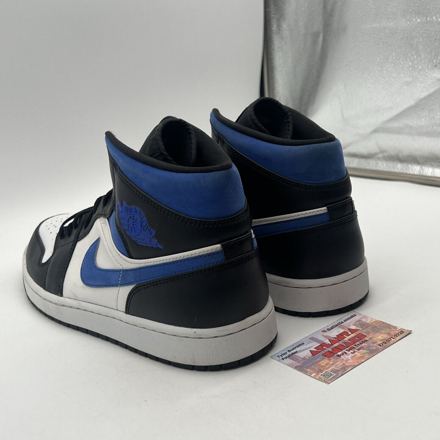 Size 13 - Air Jordan 1 Mid Racer Blue Black White Leather (554724-140)