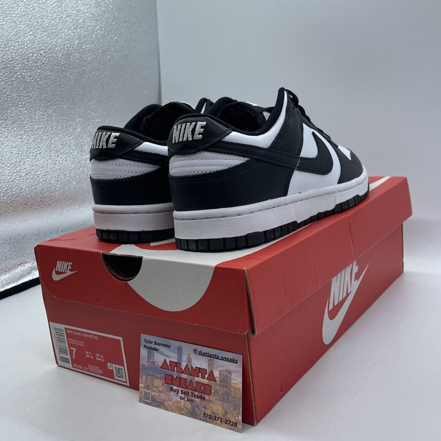 Size 7 - Nike Dunk Low Black White