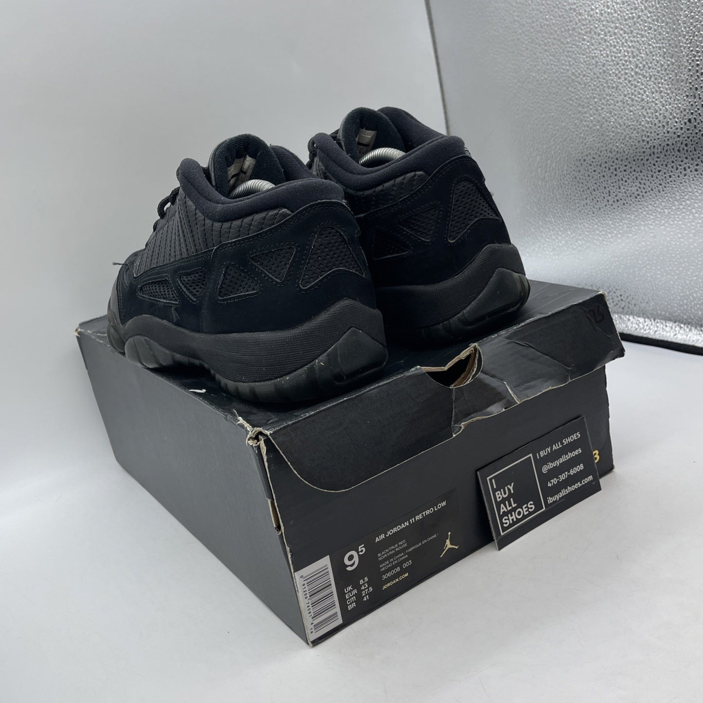 Size 9.5 - Air Jordan 11 IE Low Referee Black Suede Leather (306008-003)