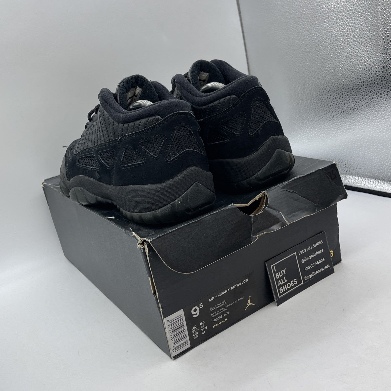 Size 9.5 - Air Jordan 11 IE Low Referee Black Suede Leather (306008-003)