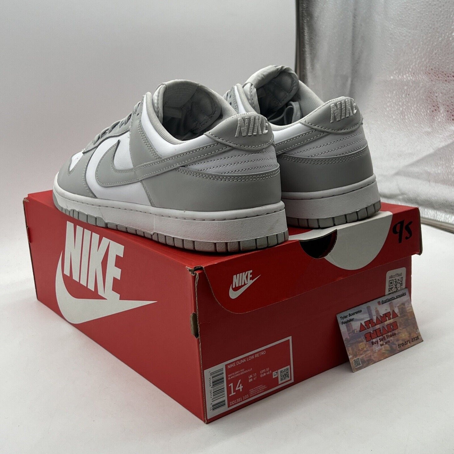 Size 14 - Nike Dunk Low Grey Fog White Leather (DD1391-103)