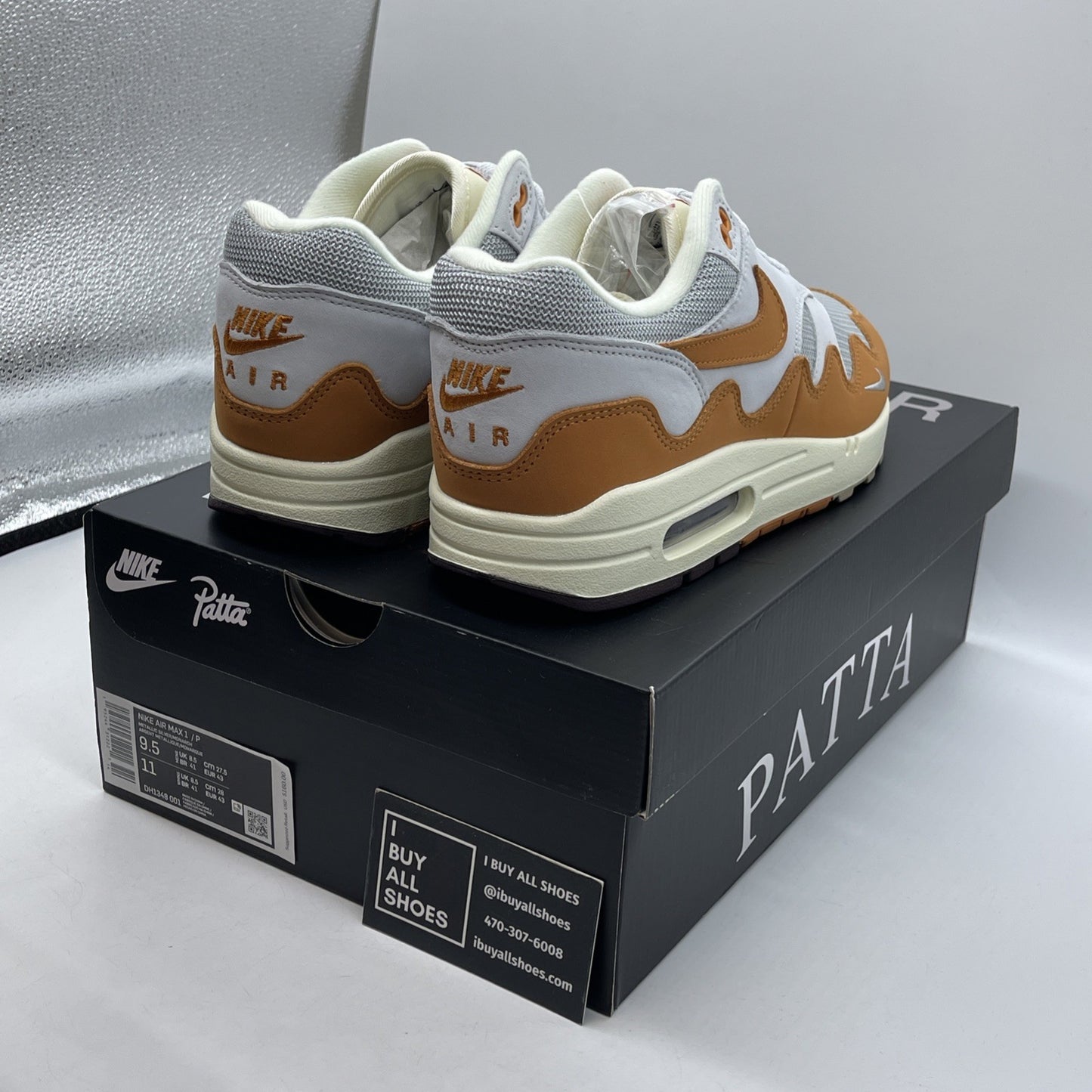 Size 9.5 - Nike Air Max 1 Patta Waves Monarch Brown Grey Suede (DH1348-001)