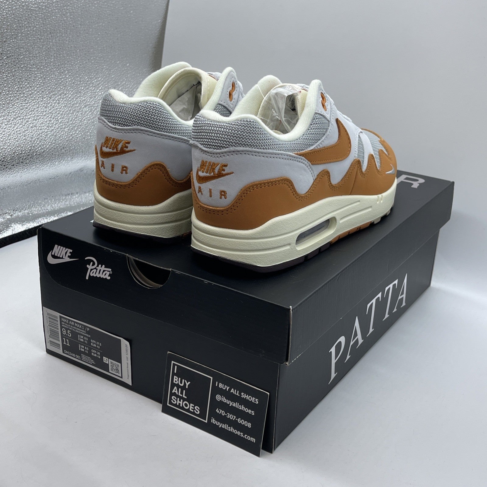 Size 9.5 - Nike Air Max 1 Patta Waves Monarch Brown Grey Suede (DH1348-001)