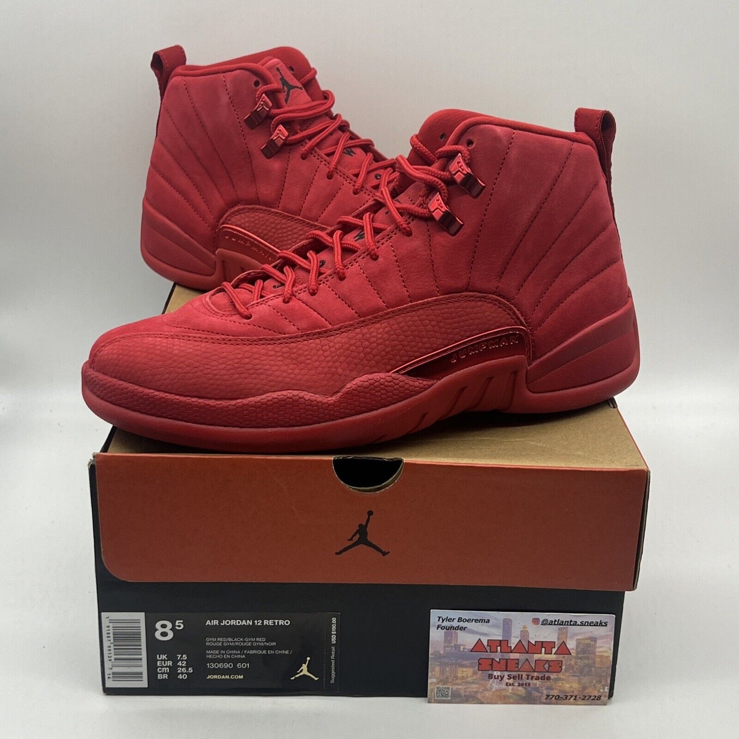 Size 8.5 - Air Jordan 12 Retro Gym Red Brand New Og All DS Sneakers Suede Black