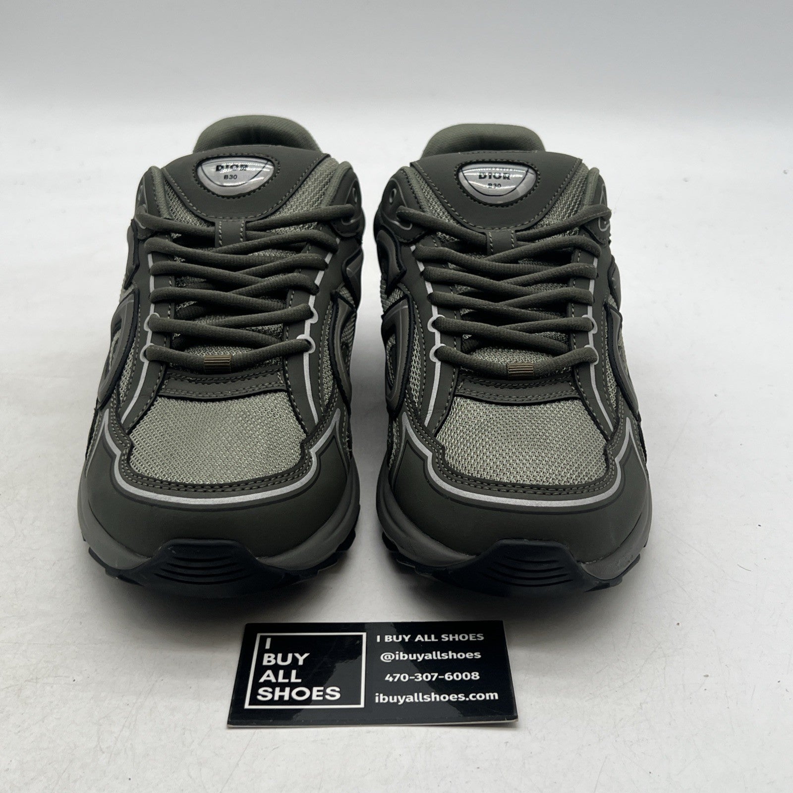 Size 42 - Dior B30 Microfiber Mesh Olive Mens Sneakers (3SN279ZMB_H969)