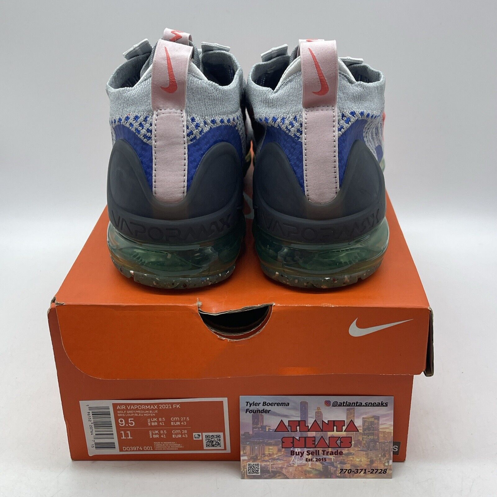 Size 9.5 - Nike Air VaporMax 2021 Flyknit Wolf Grey Medium Blue (DQ3974-001)