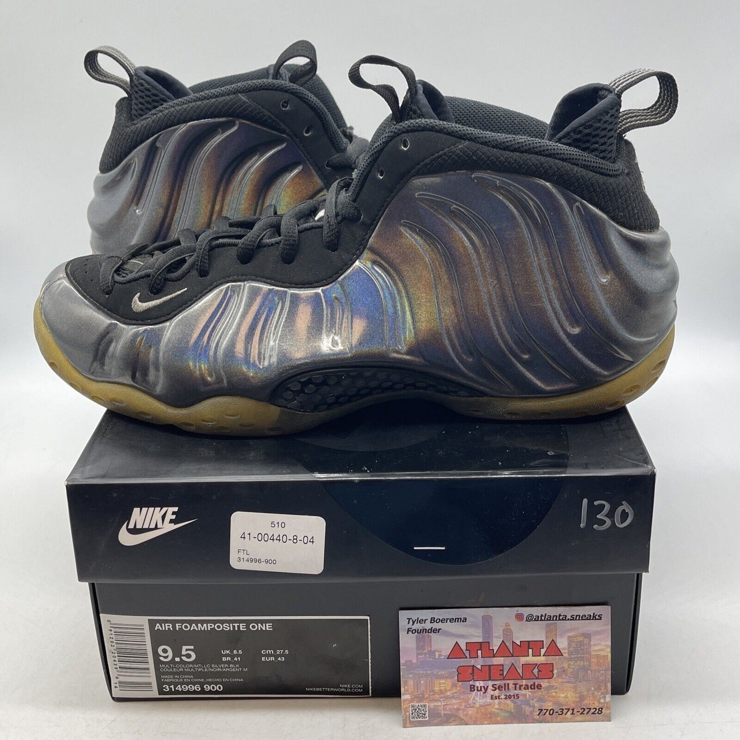 Size 9.5 - Nike Air Foamposite One Hologram Grey Purple Multi (314996-900)