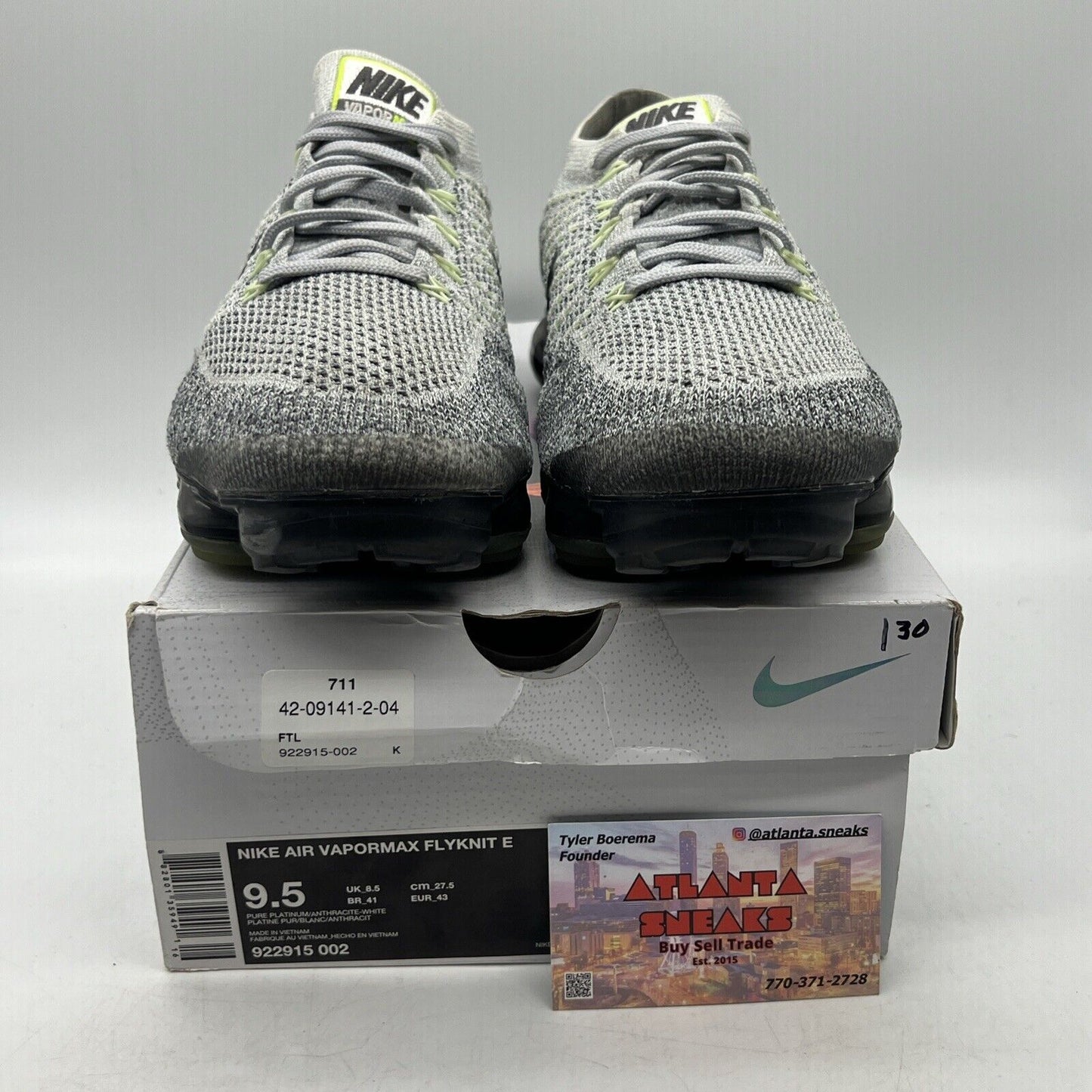 Size 9.5 - Nike Air VaporMax Neon Grey White