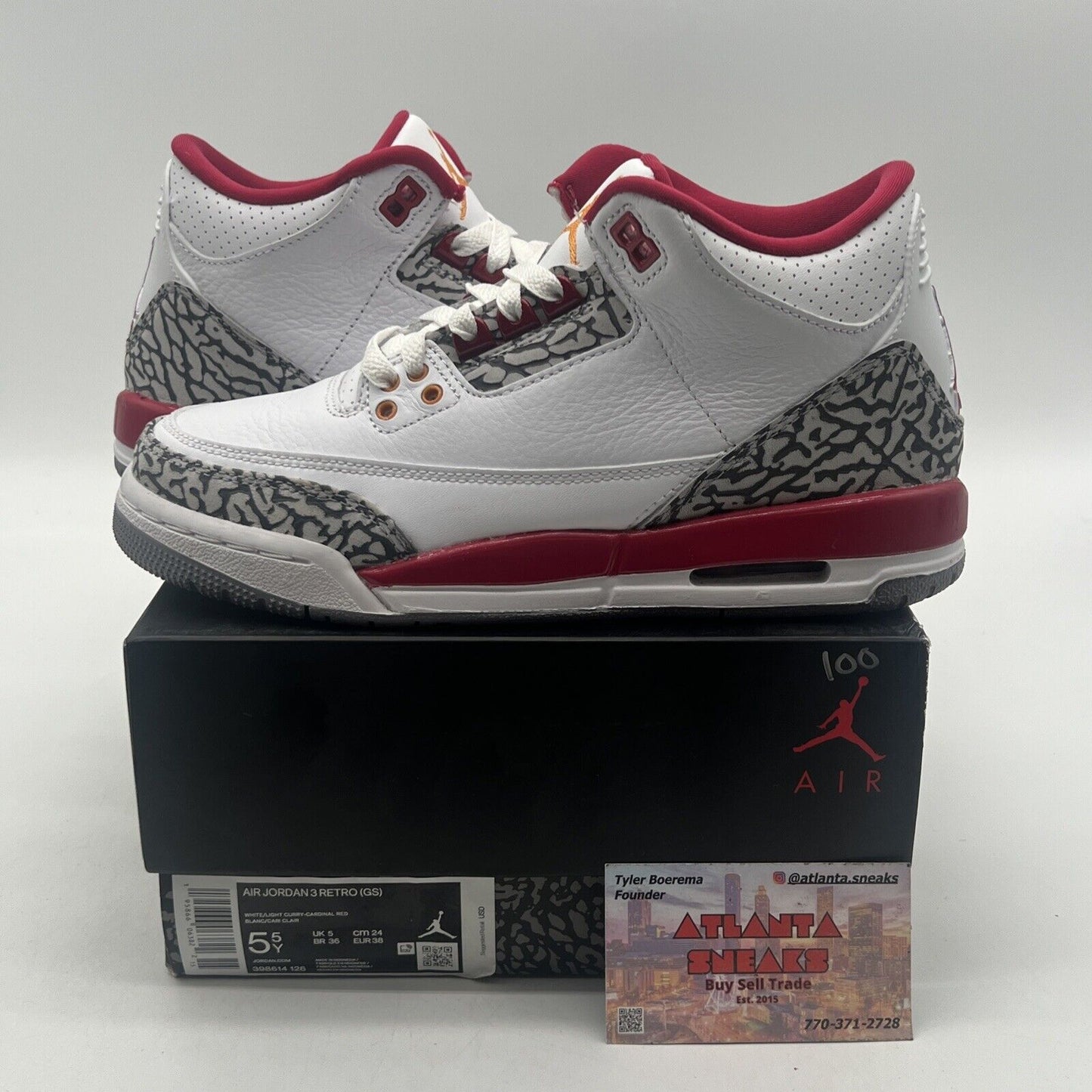 Size 5.5Y - Jordan 3 Retro Mid Cardinal Red White Yellow (398614-126)