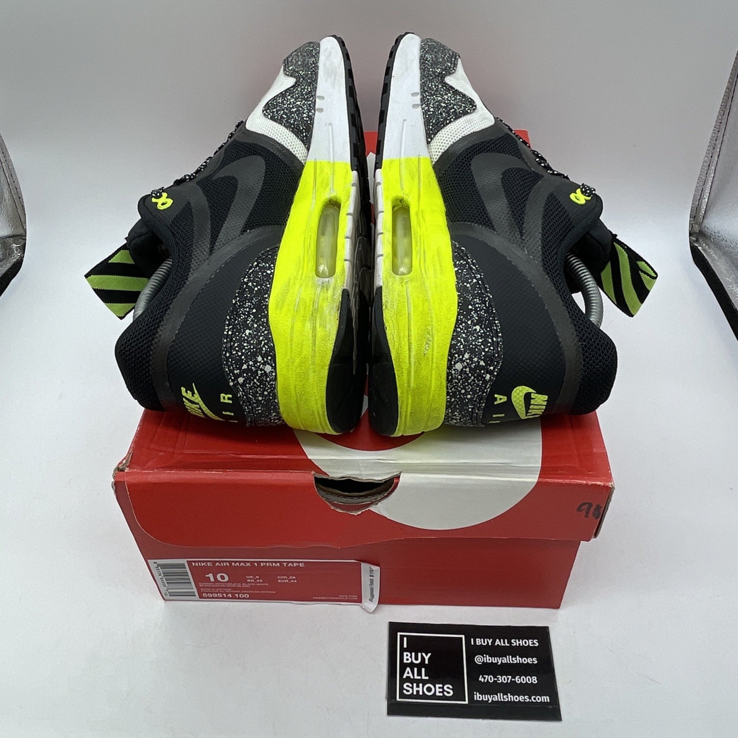 Size 10 - Nike Air Max 1 Night Run Black Grey Suede Leather (599514-100)