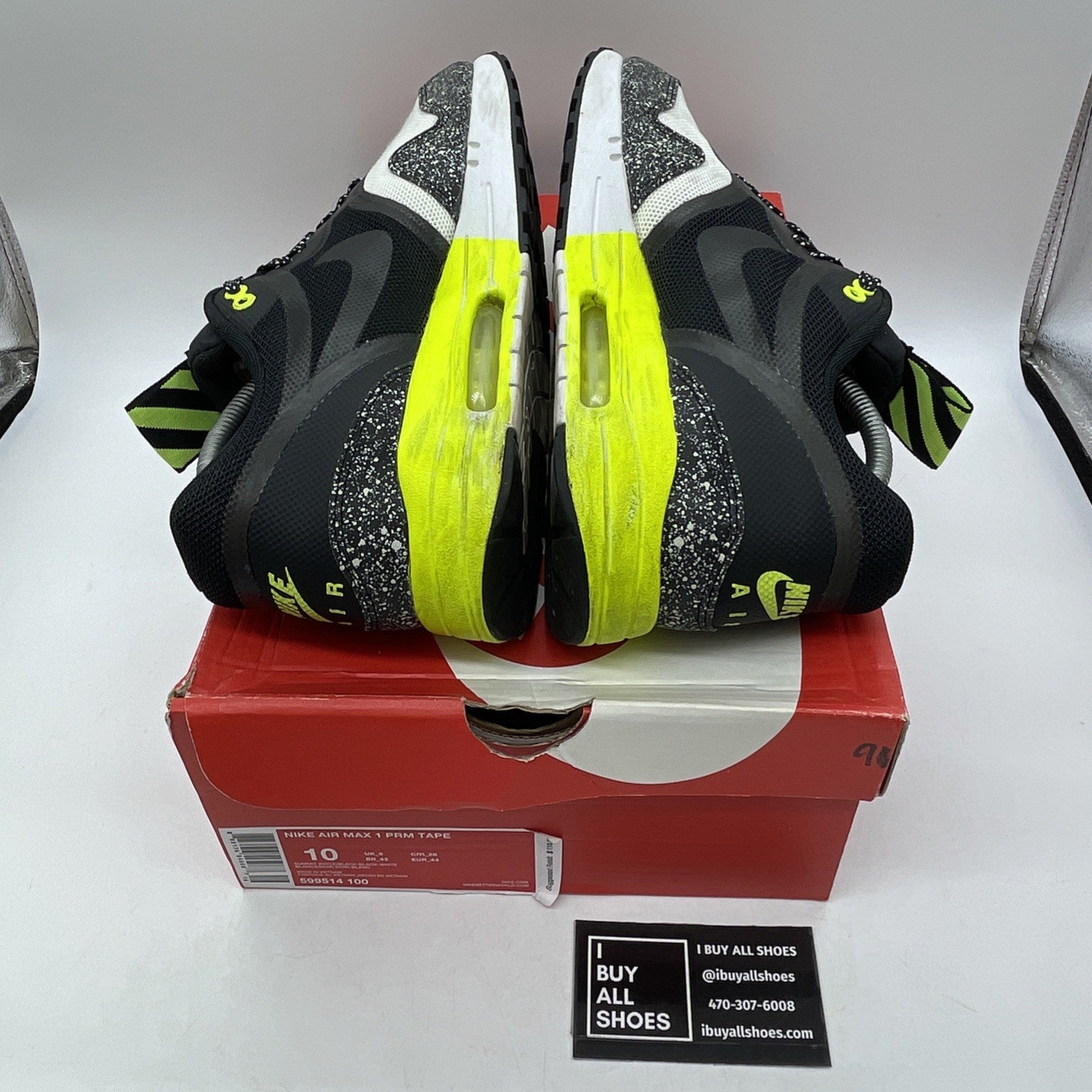 Size 10 - Nike Air Max 1 Night Run Black Grey Suede Leather (599514-100)