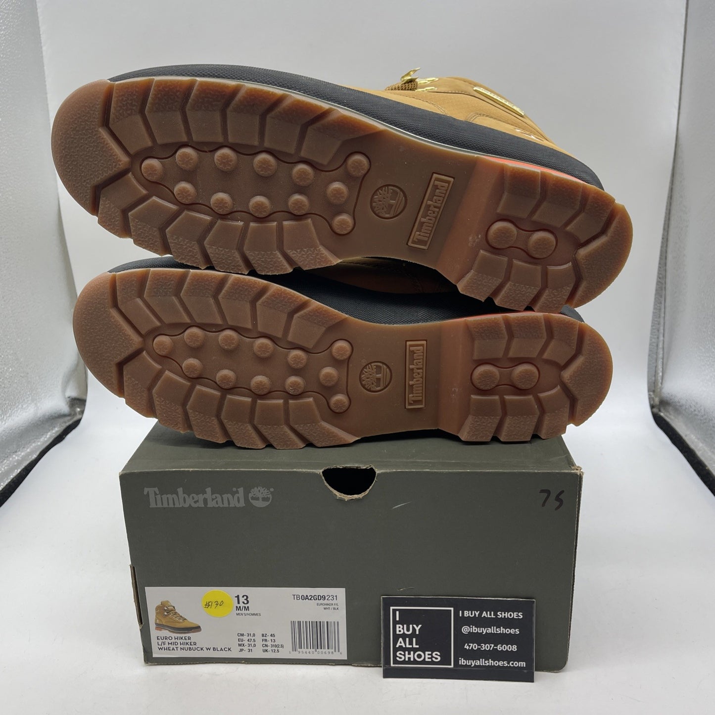 Size 13 - Timberland Men's Euro Hiker Wheat Leather Hiking Boots (A2GD9)