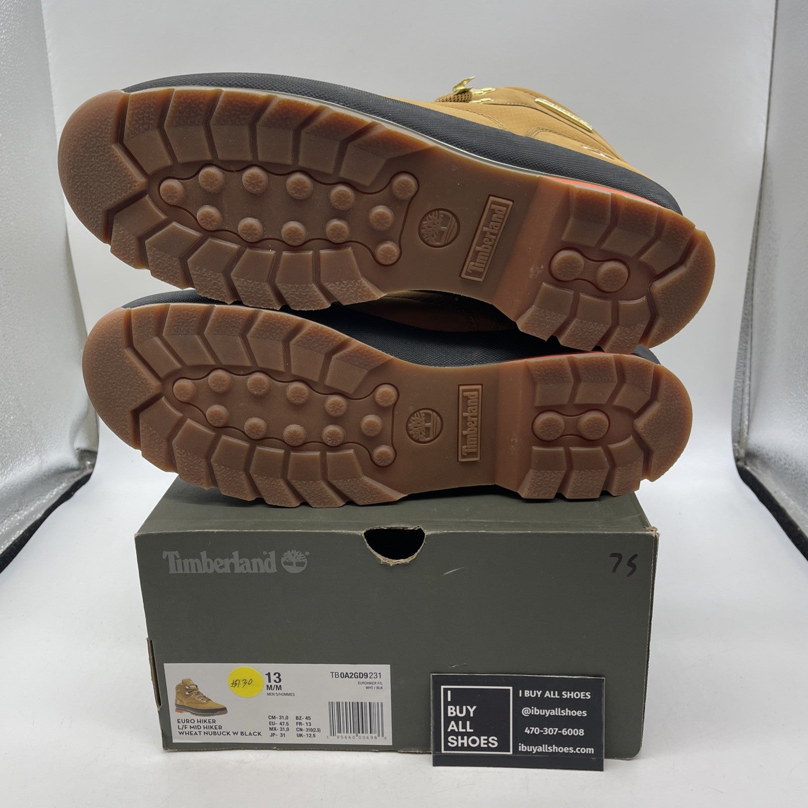 Size 13 - Timberland Men's Euro Hiker Wheat Leather Hiking Boots (A2GD9)