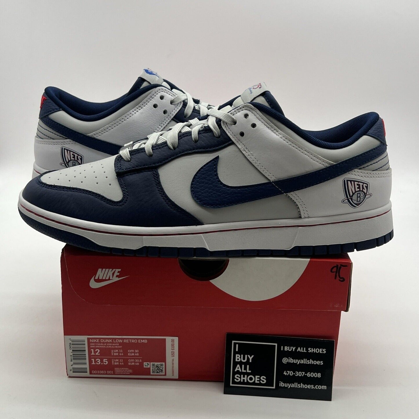 Size 12 - Nike NBA x Dunk EMB Low 75th Anniversary - Nets (DD3363-001)