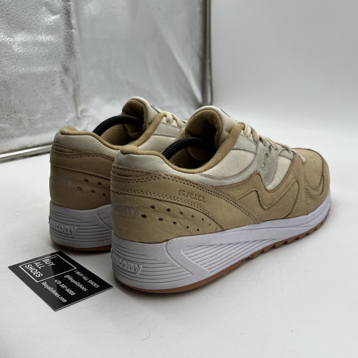 Size 12 - Saucony Mens Grid 8000 Trainers Sand Beige White Sneakers (S70303-4)