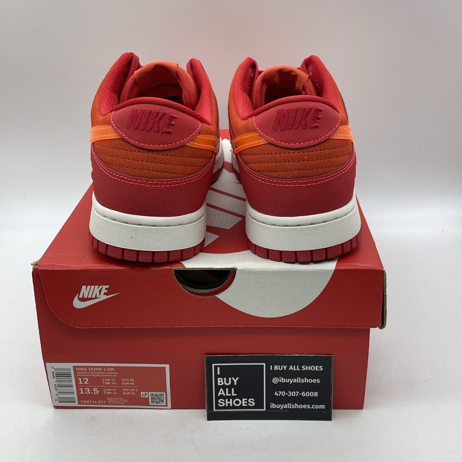 Size 12 - Nike Dunk Low ATL Red White Orange Suede (FD0724-657)