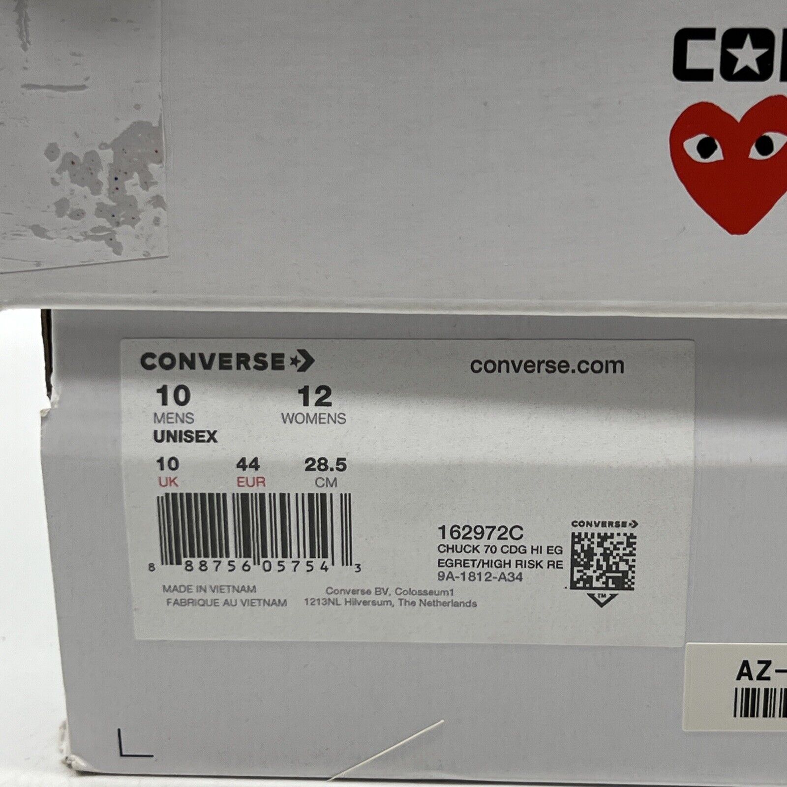 Converse Chuck 70 High Top x Comme des Garcons Play Multi Heart 162972C Size 10