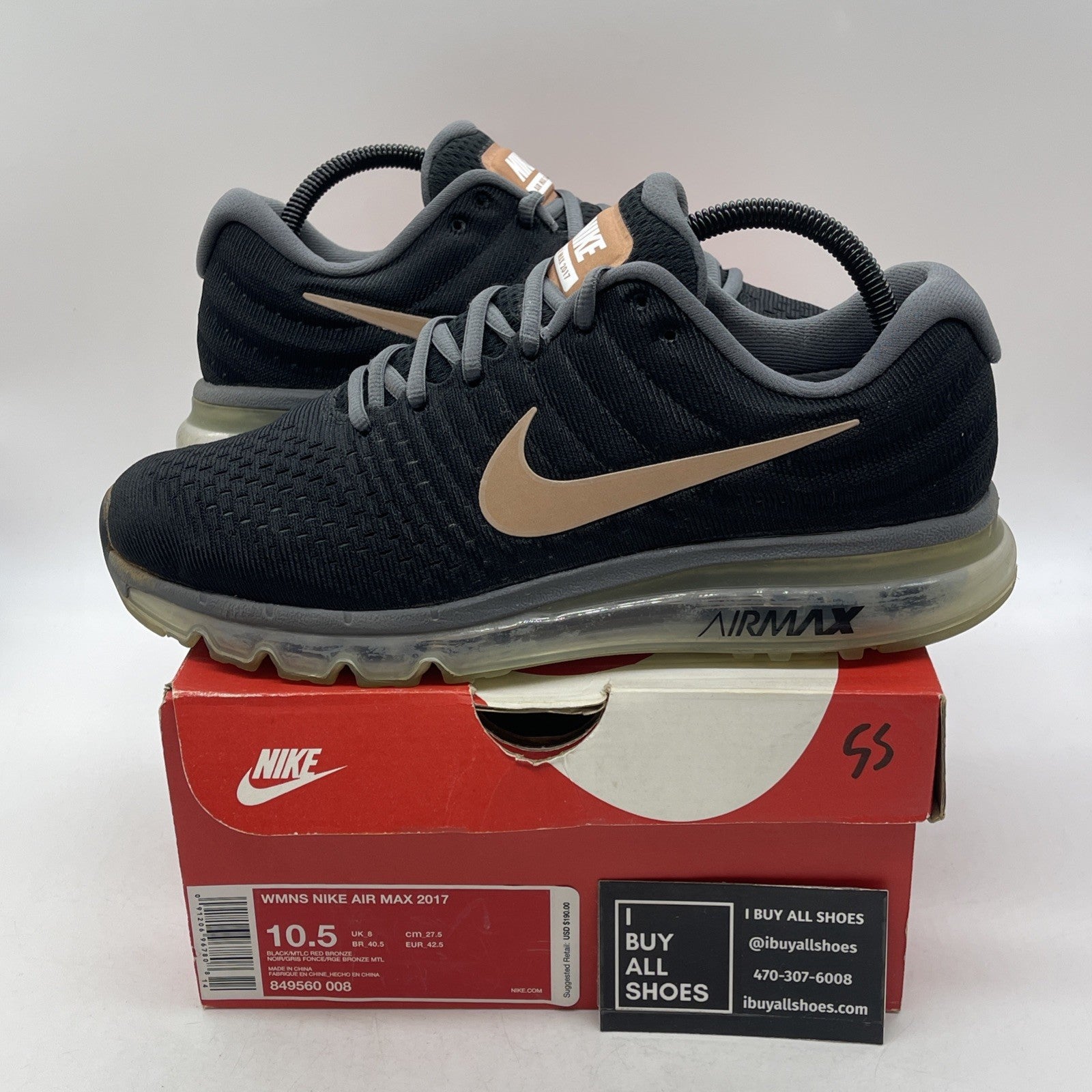 Size 10.5W - Nike Air Max 2017 Black Pink (849560-008)
