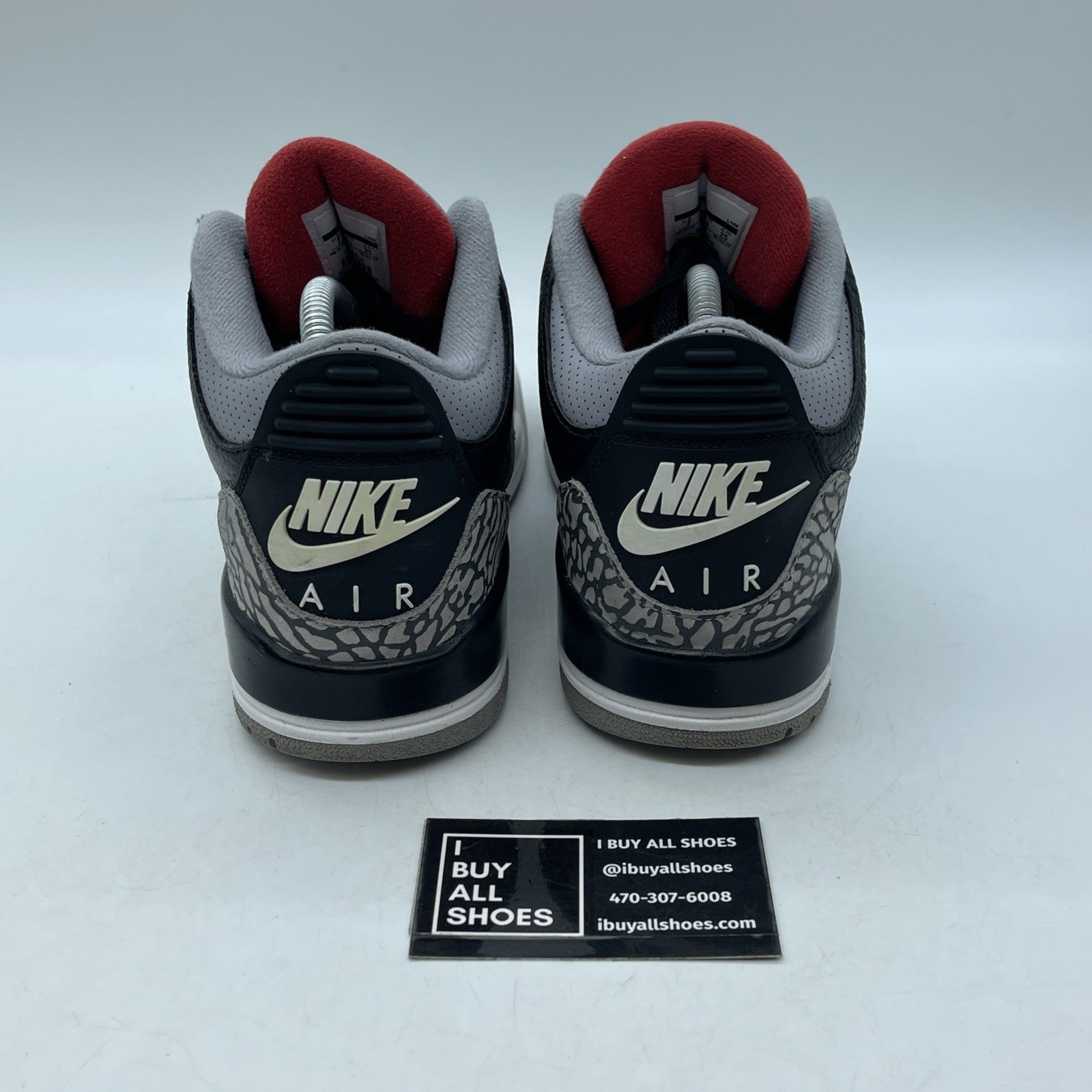 Size 7 - Jordan 3 Retro OG Mid Black Cement Grey Suede Leather (854262-001)
