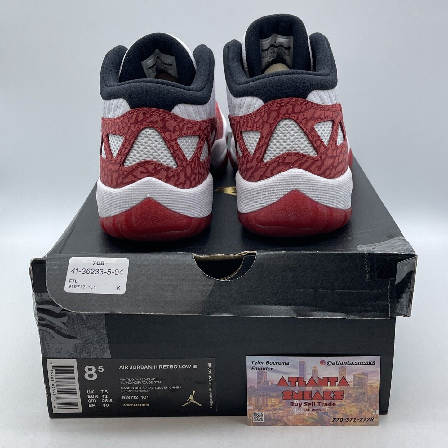 Size 8.5 - Air Jordan 11 Retro IE Low Gym Red Suede White Leather (919712-101)