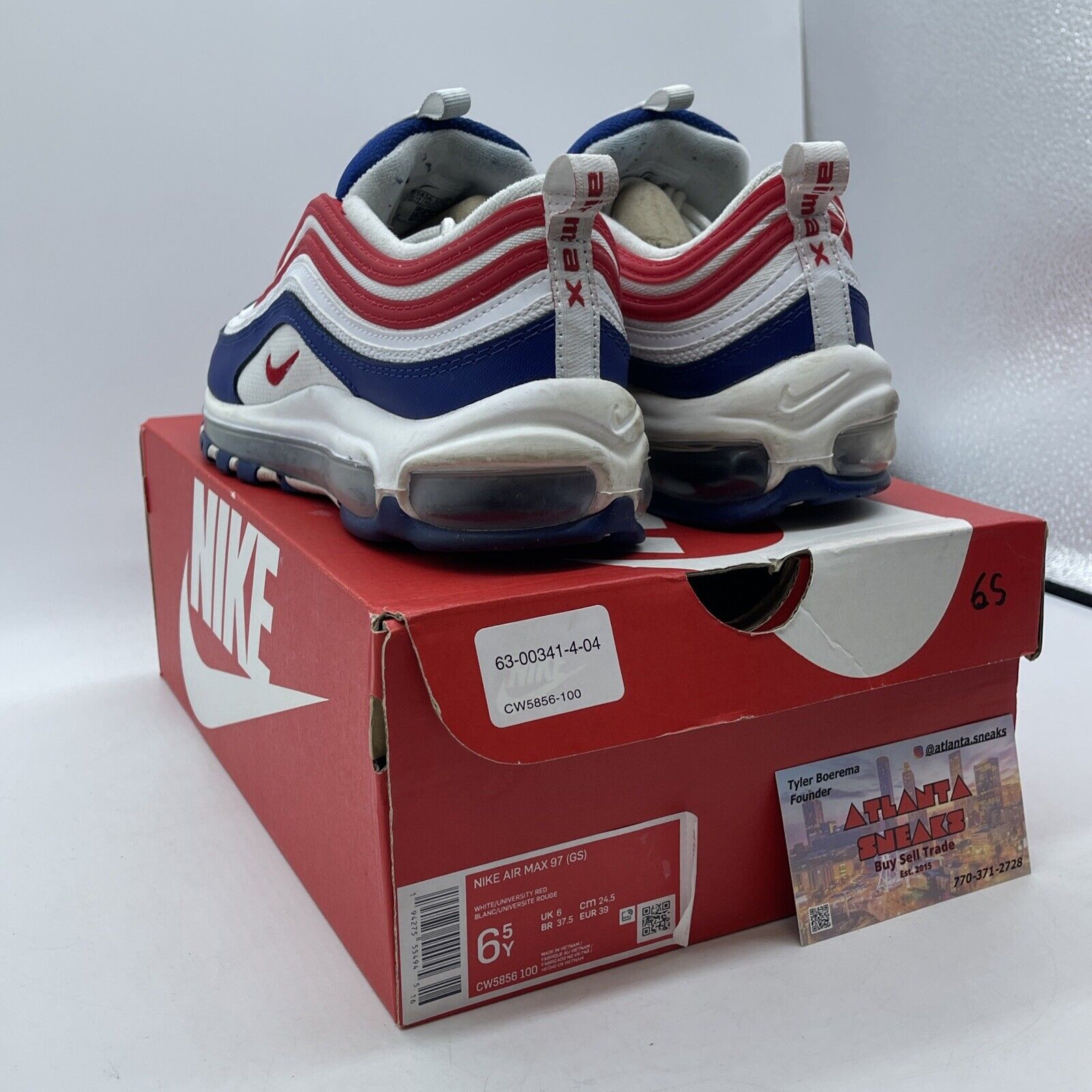 Air Max 97 GS USA White Blue Red Leather (CW5856-100