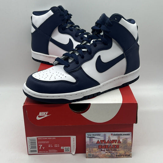 Size 7 - Nike Dunk High White/Midnight Navy Brand New Og All