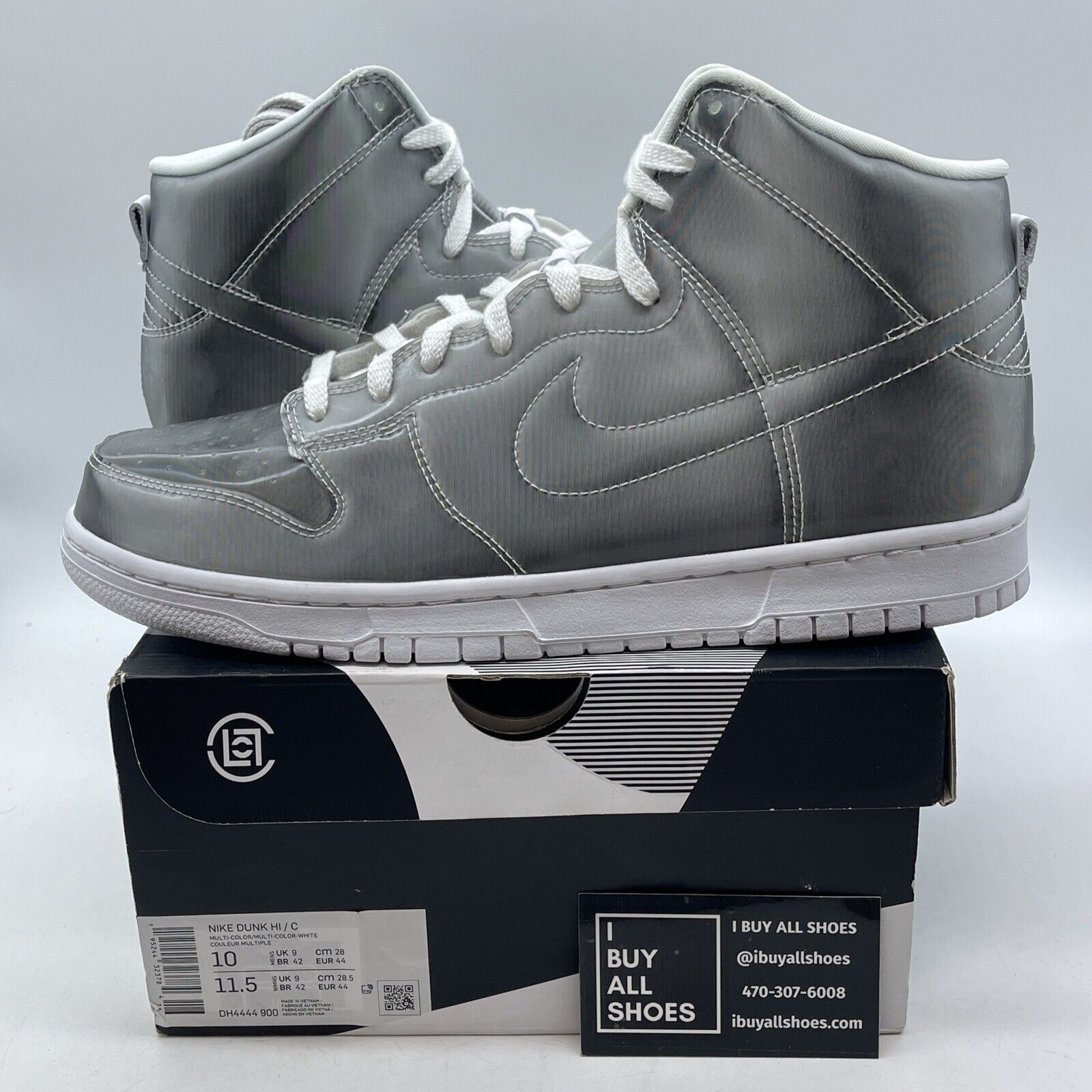 Size 10 - Nike CLOT x Dunk High Flux Silver White Leather (DH4444-900)