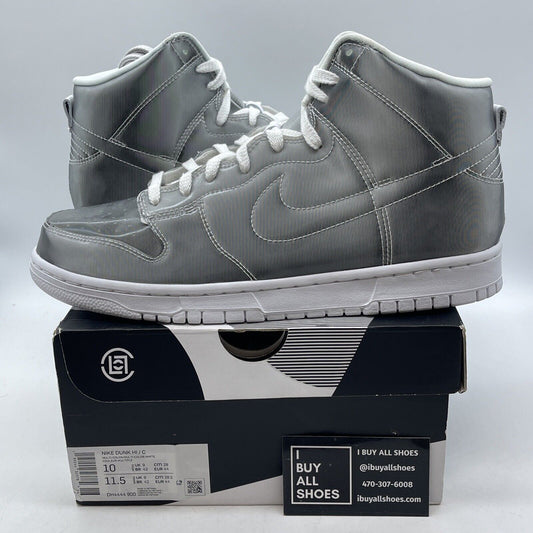Size 10 - Nike CLOT x Dunk High Flux Silver White Leather (DH4444-900)