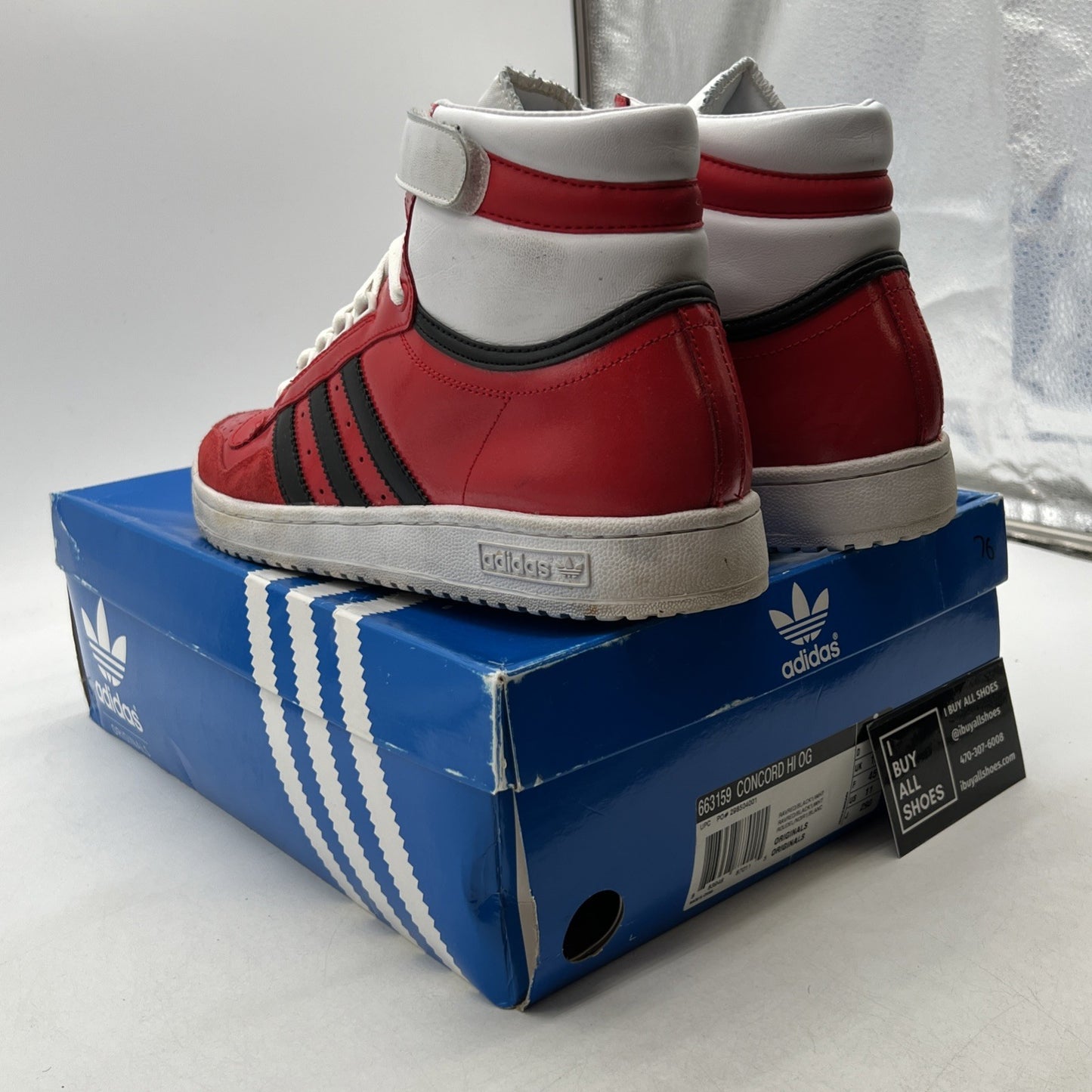 Size 11 - Adidas Concord Red Leather High Top Sneaker (663159)