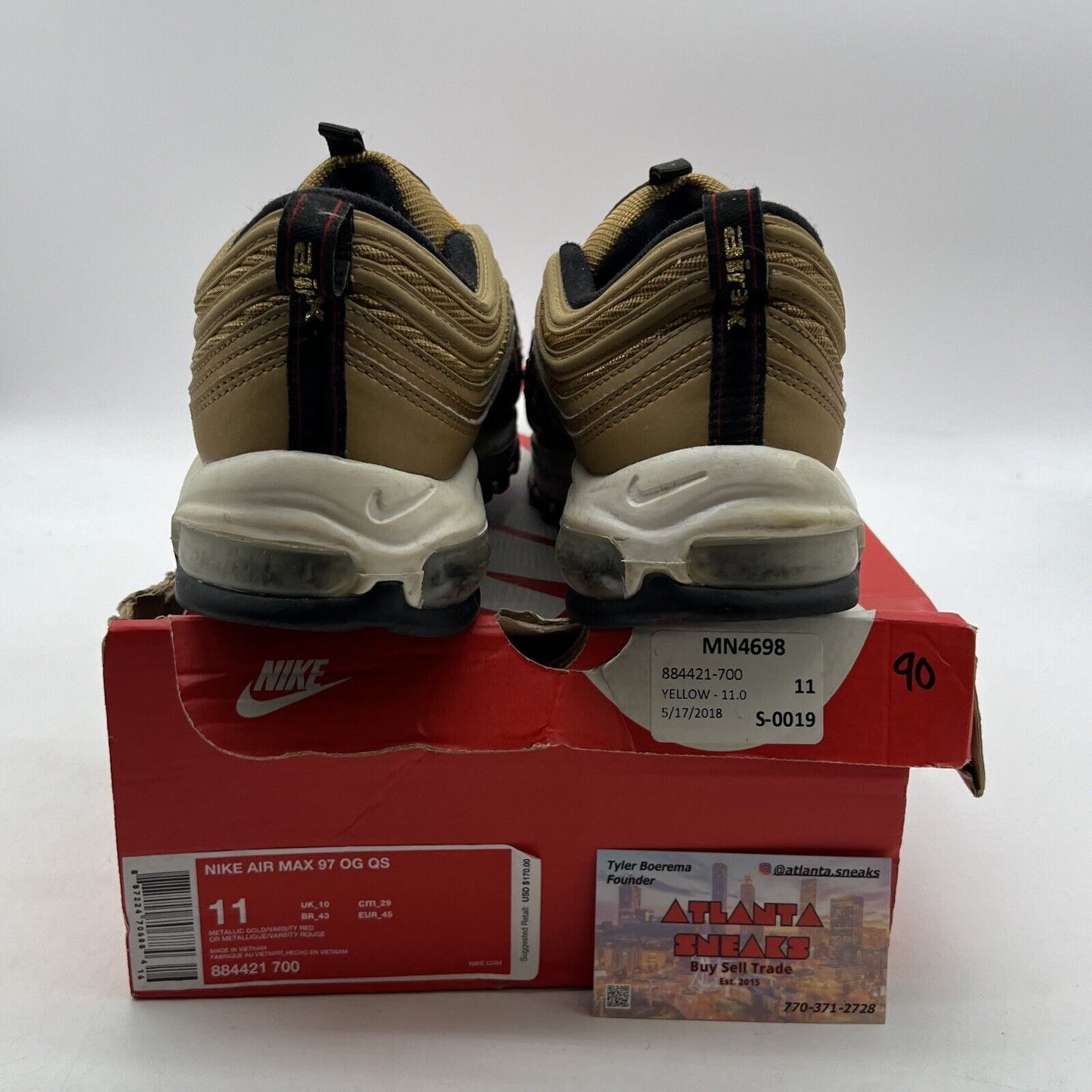 Size 11 - Nike Air Max 97 OG QS Metallic Gold (884421-700)