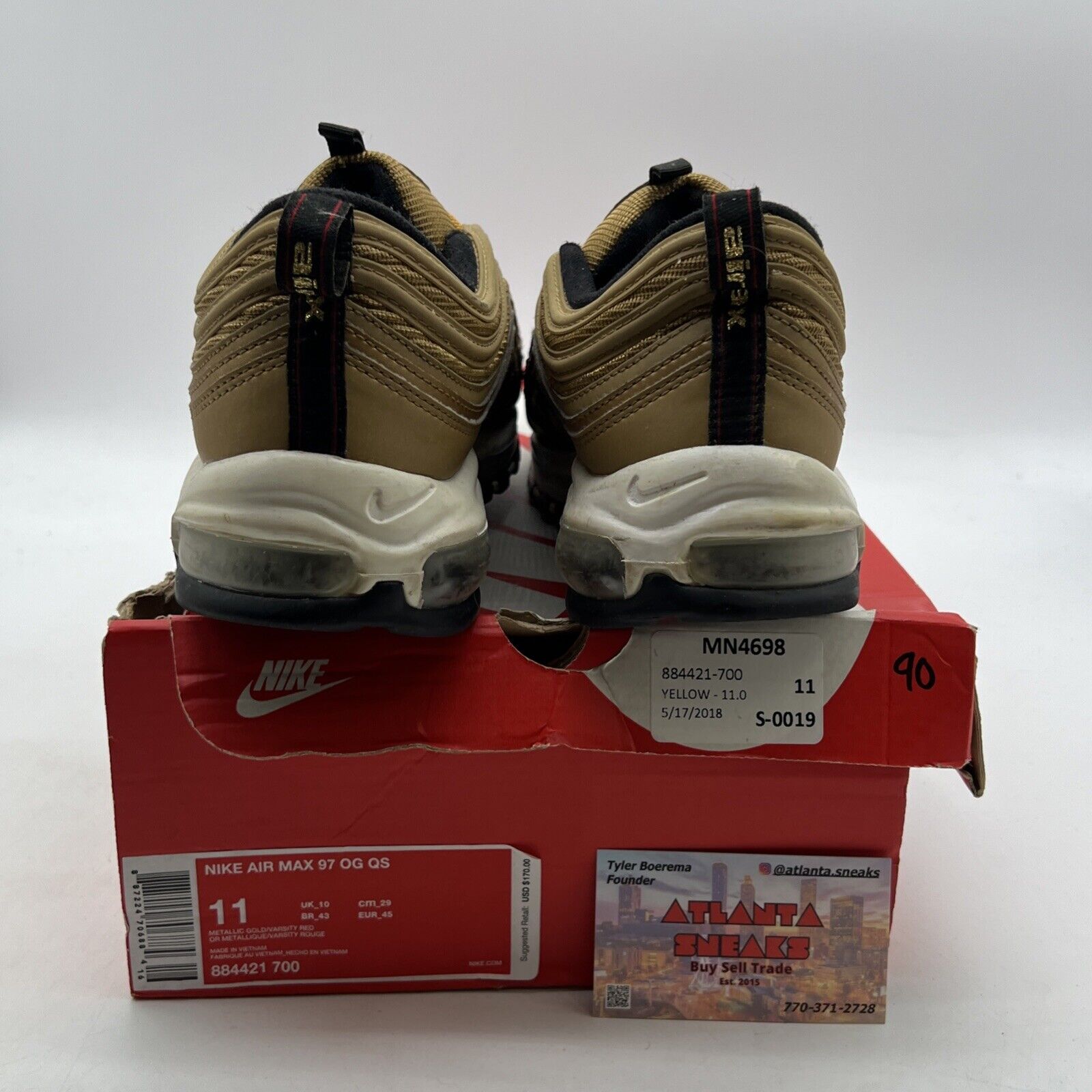 Size 11 - Nike Air Max 97 OG QS Metallic Gold (884421-700)