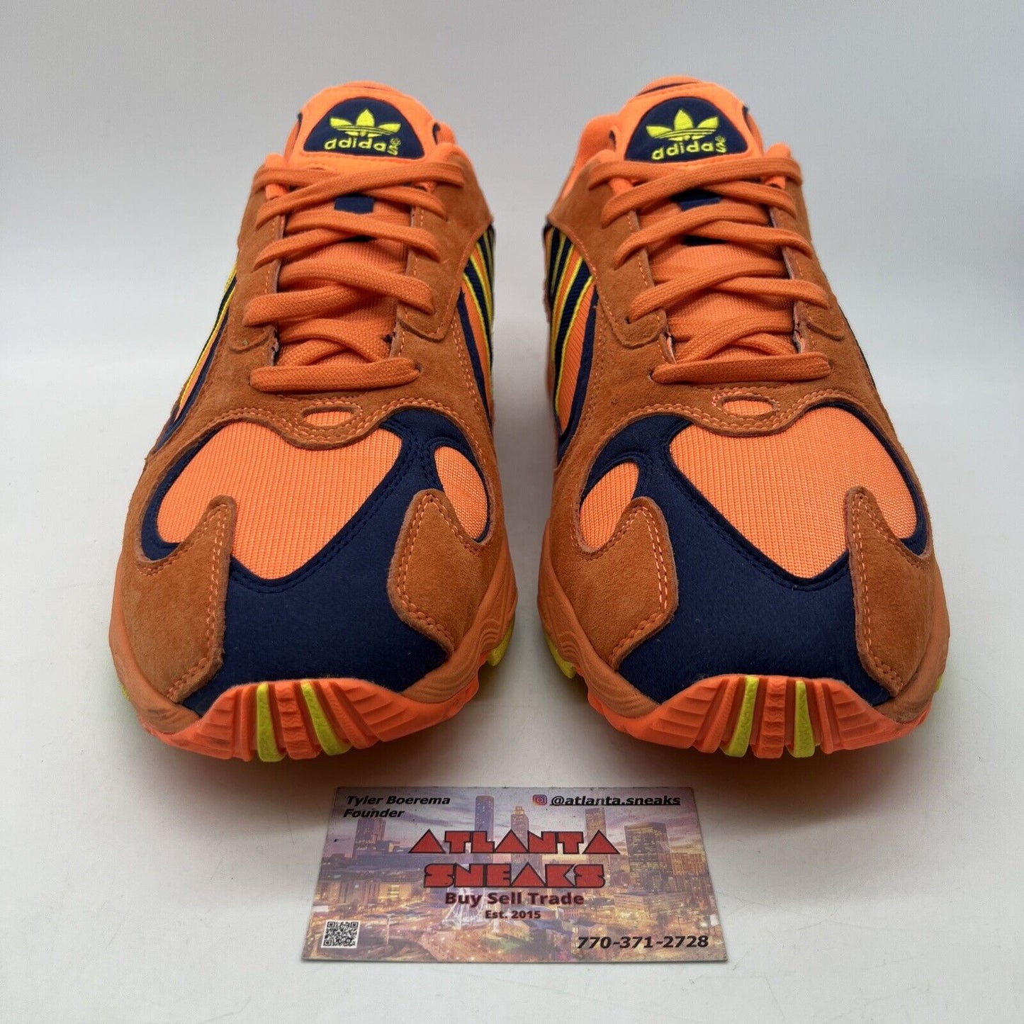 Size 11 - adidas Yung-1 Hi-Res Orange Navy Yellow Suede (B37613)