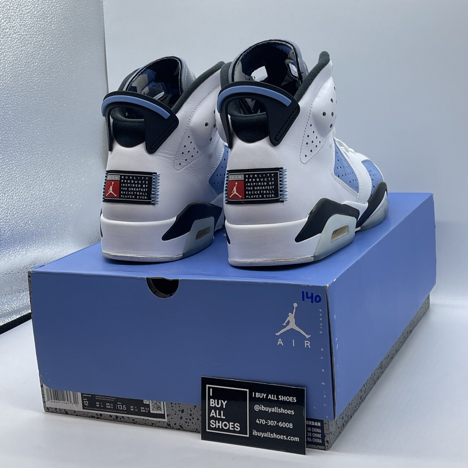 Size 12 - Jordan 6 Retro Mid UNC Home Blue White Suede Leather (CT8529-410)