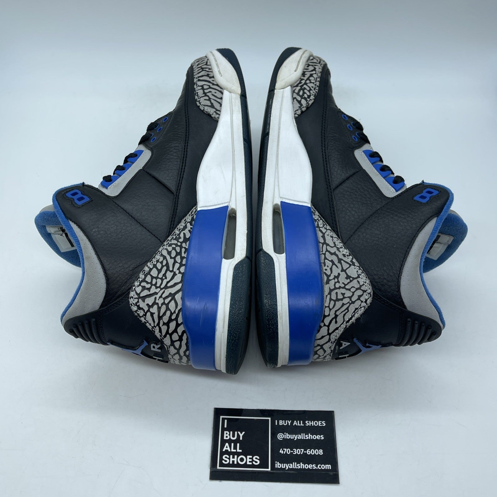 Size 9.5 - Air Jordan 3 Retro Sport Blue Black Grey Suede Leather (136064-007)