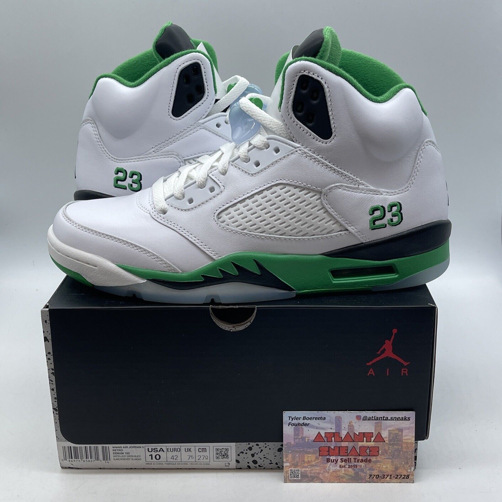 Size 10W - Air Jordan 5 Retro Lucky Green White Black Leather (DD9336-103