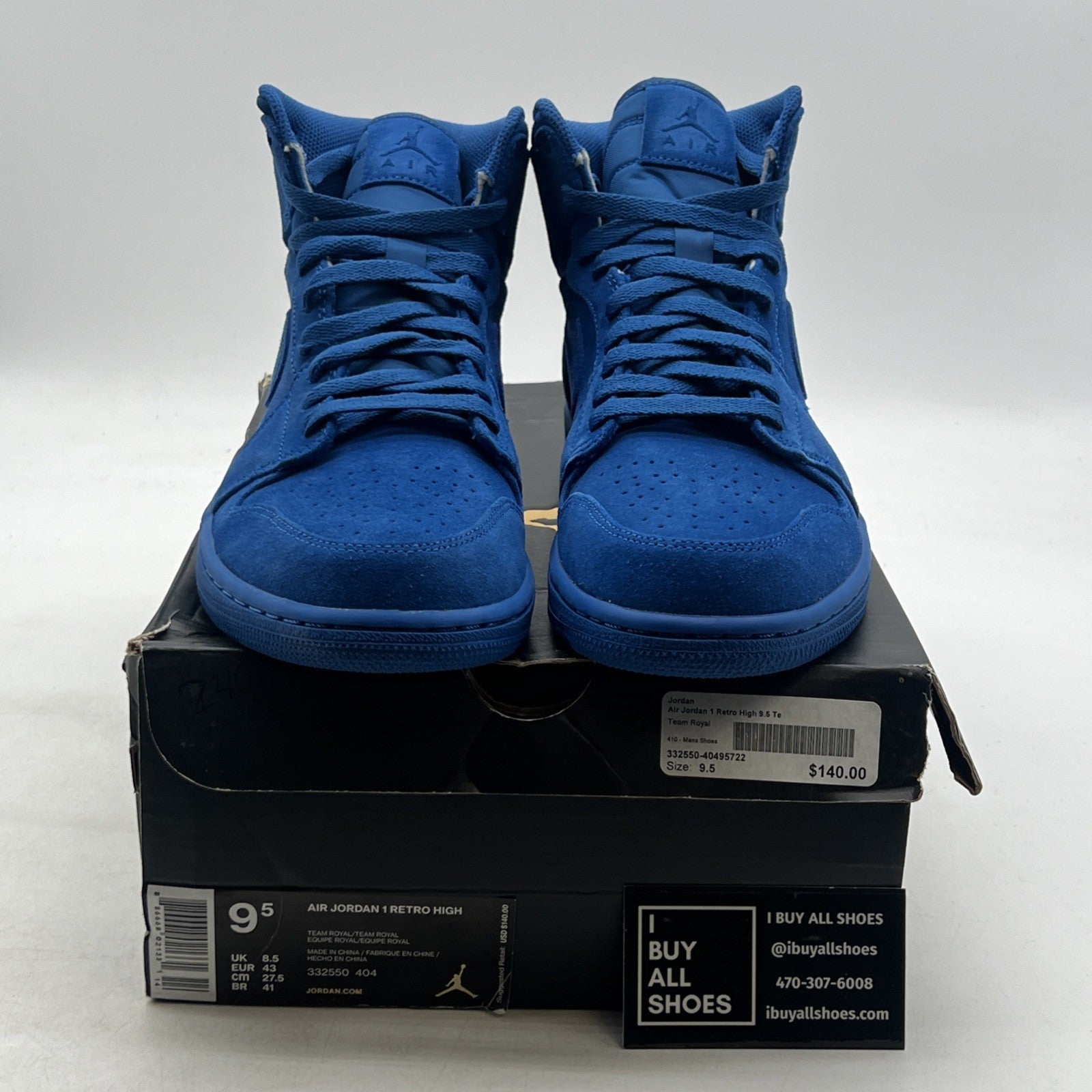 Size 9.5 - Air Jordan 1 Retro High Blue Suede (332550-404)