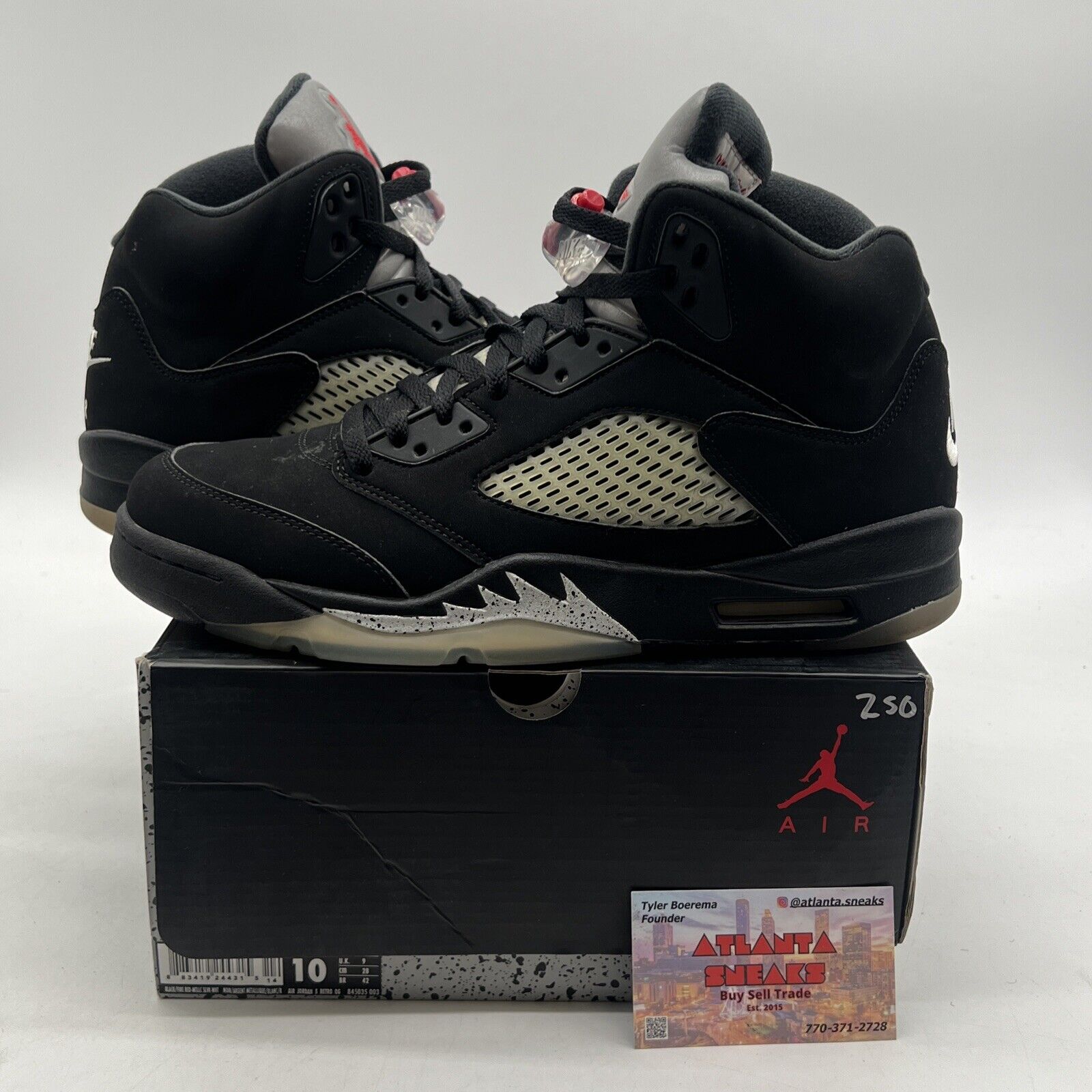 Size 10 - Jordan 5 OG Mid Metallic Silver Black Suede (845035-003)