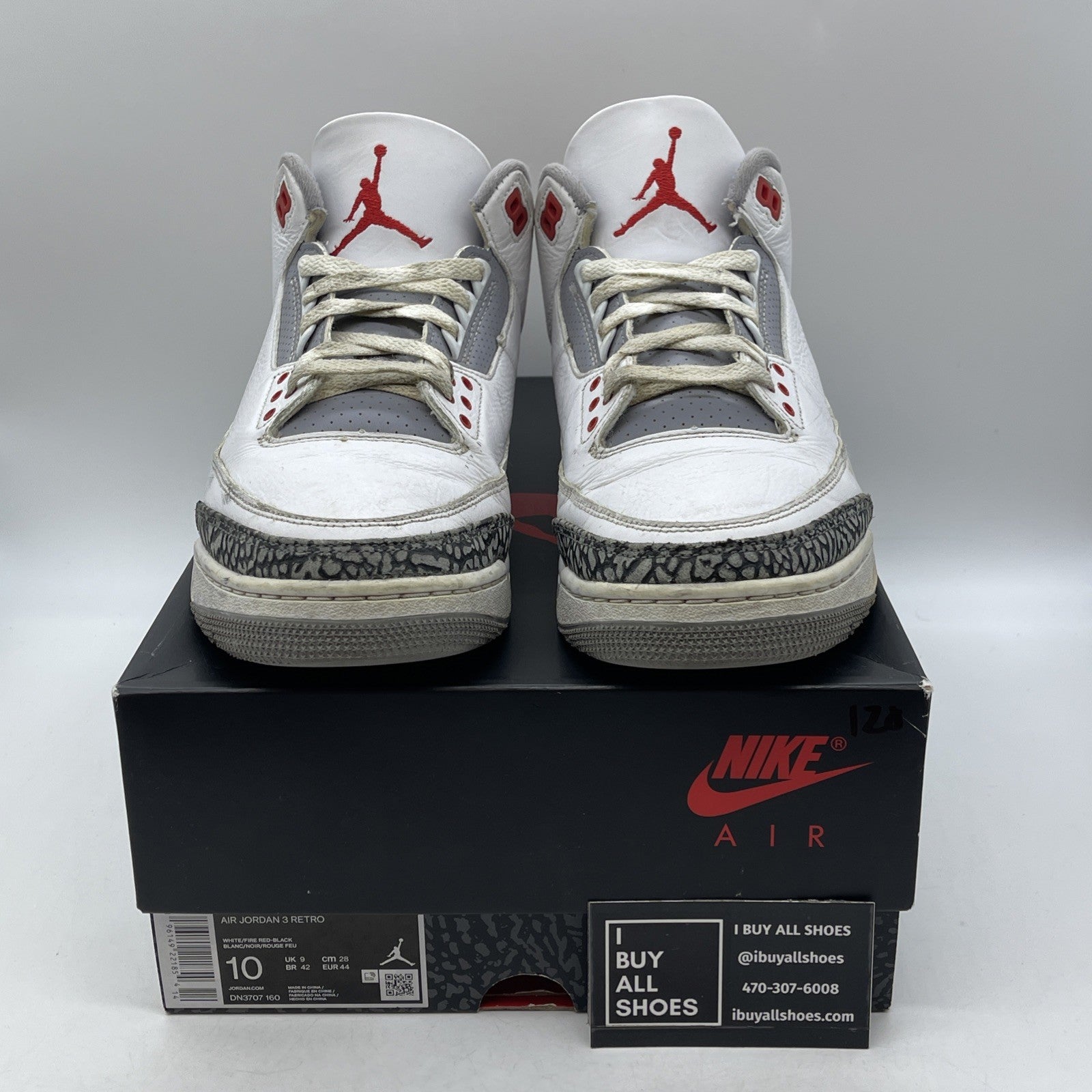 Size 10 - Jordan 3 Retro Mid Fire Red White Suede Leather (DN3707-160)